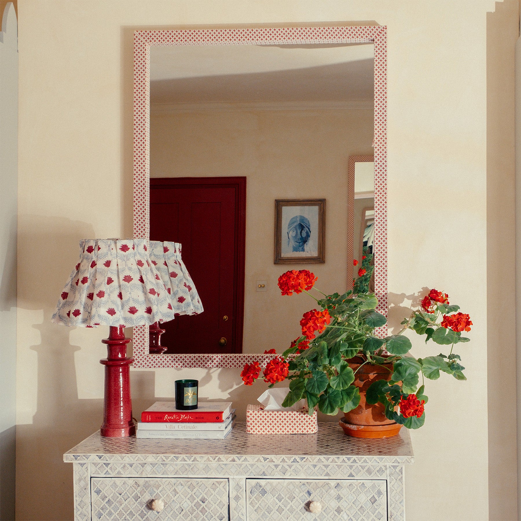 Fez Red Cross Fabric Mirror