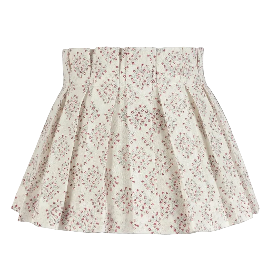SAMPLE SALE - 10 inch Floral Posy Linen Structured Box Pleat Lampshade (milky base)