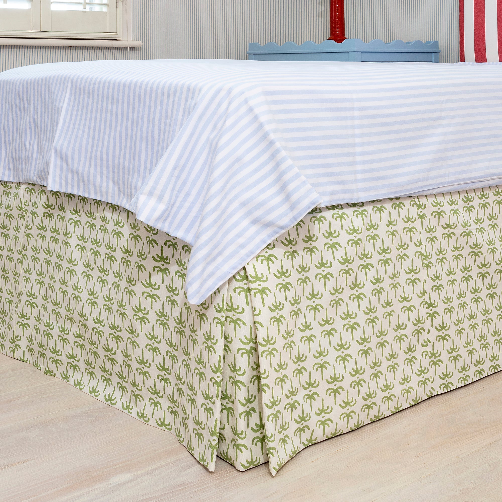 Green Callaloo Cotton Piped Bed Valance - Alice Palmer & Co
