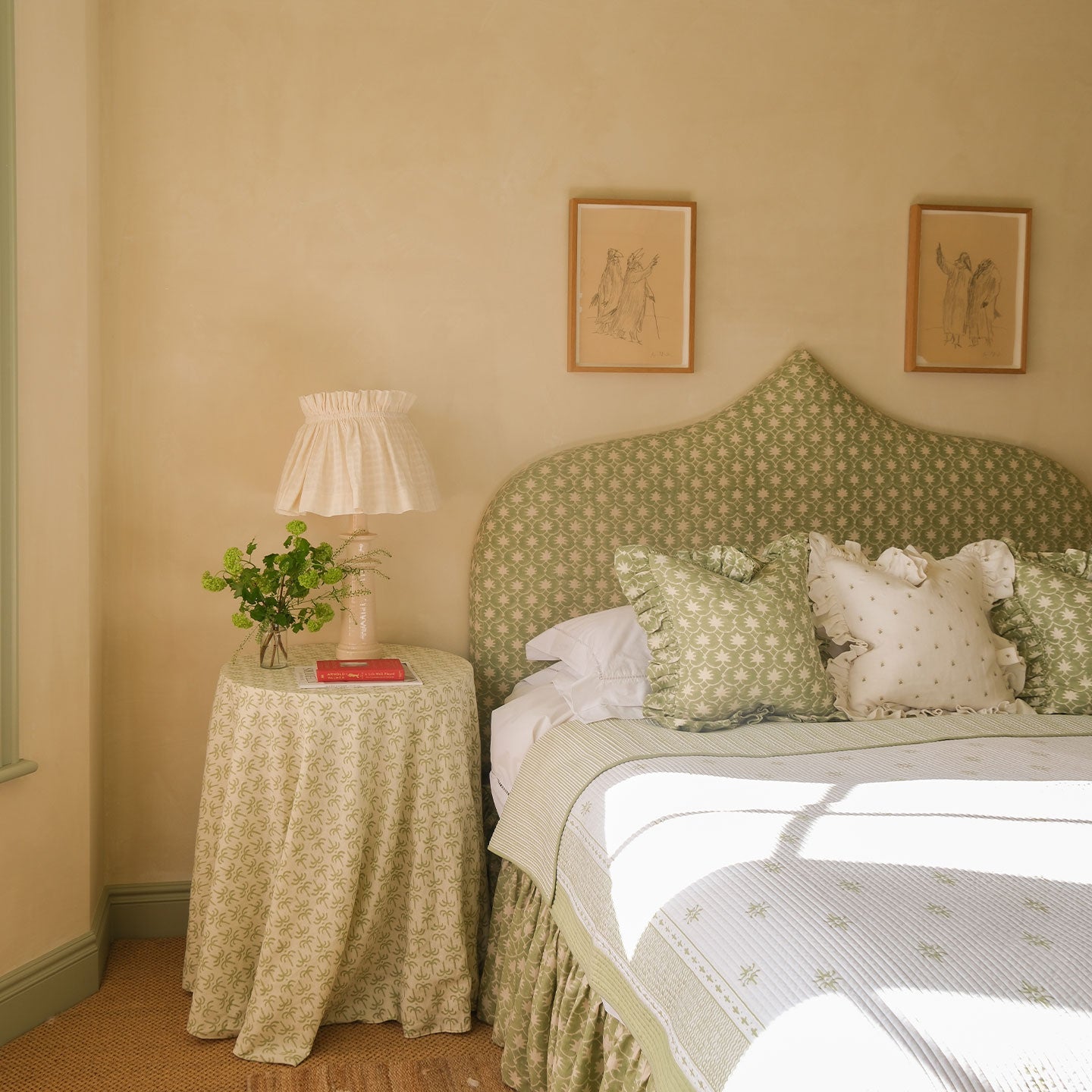 Olive Inverse Palm Grove Linen Fabric