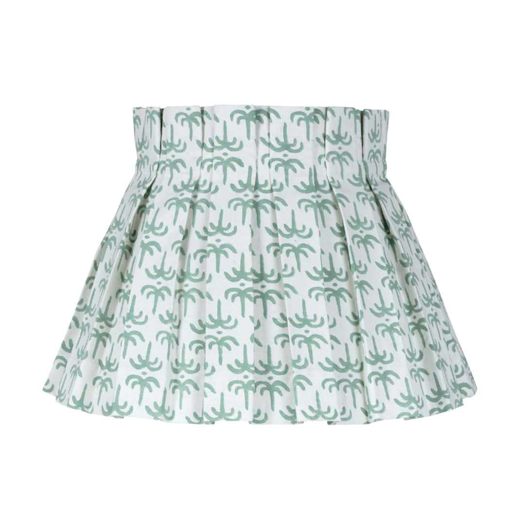 Green Callaloo Cotton Structured Box Pleat Lampshade