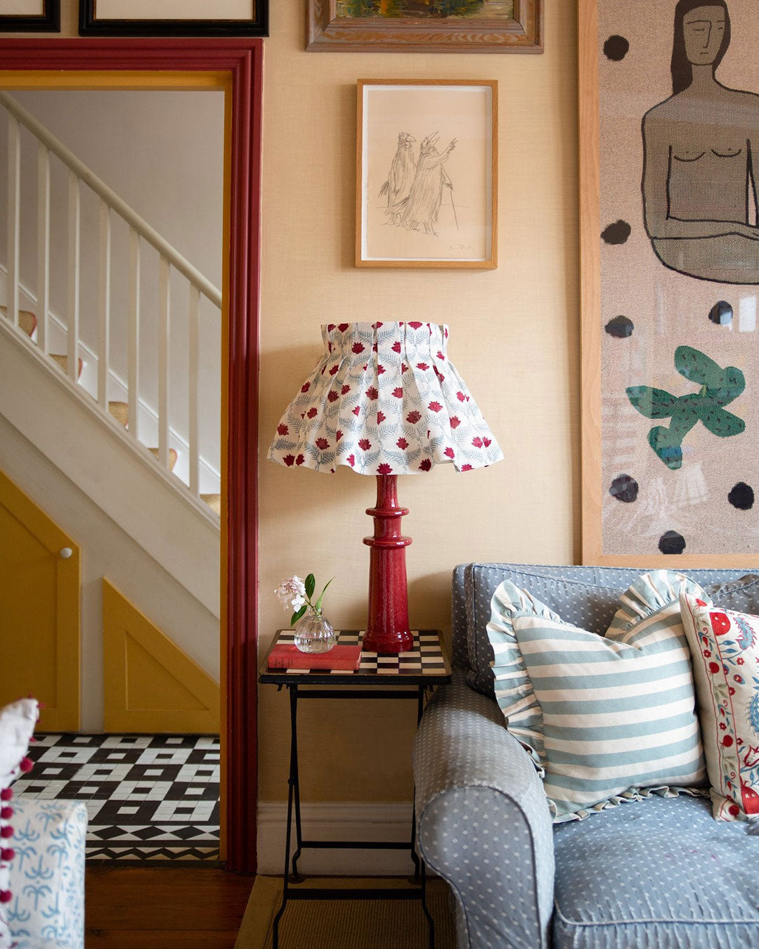 Tangier Iceberg Stripe Frilly Cushion