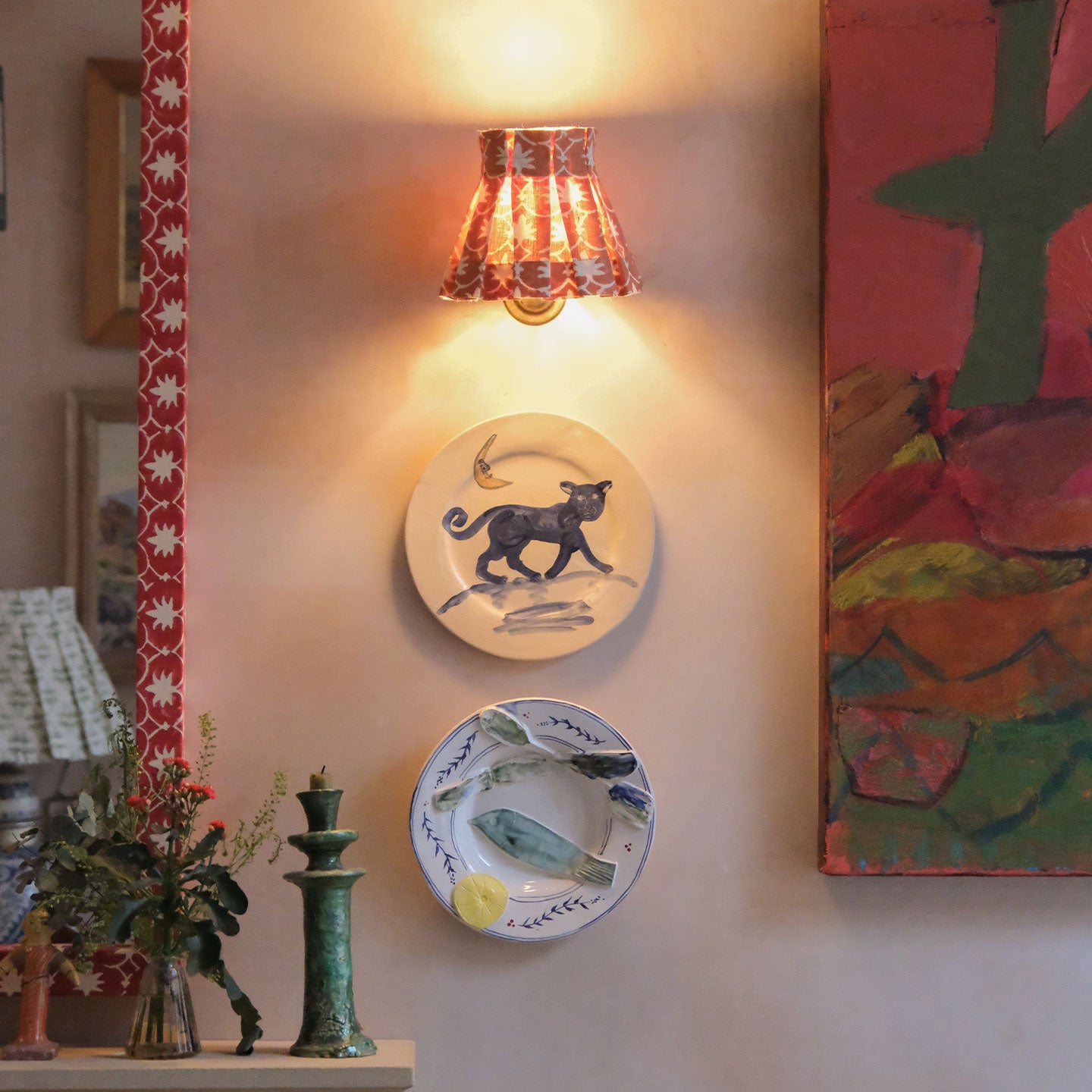 6 inch Terracotta Inverse Palm Grove Linen Structured Box Pleat Lampshade