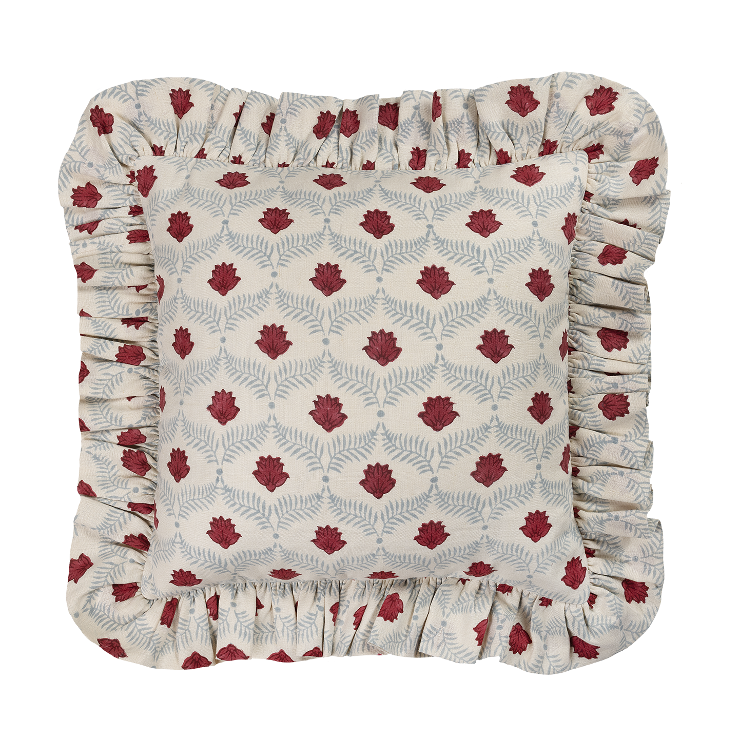 Lotus Linen Frilly Cushion