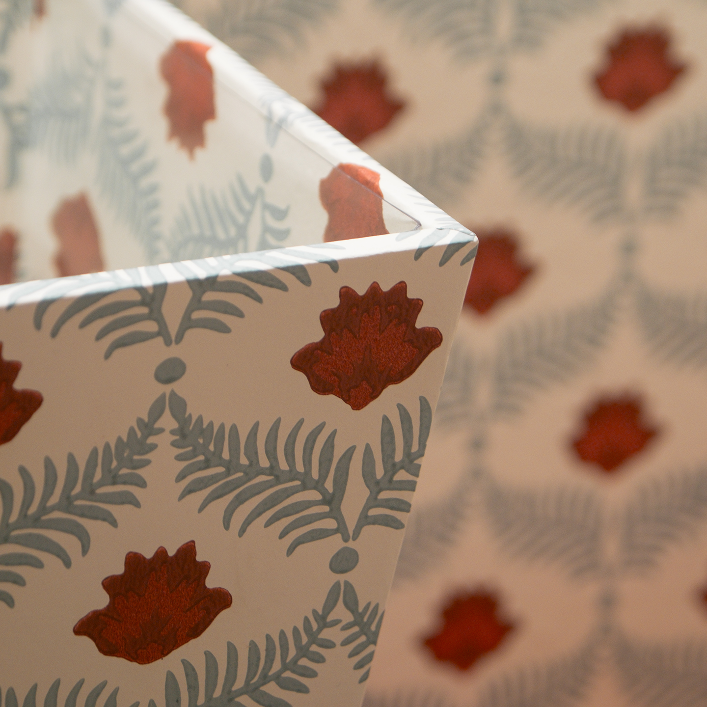 Lotus Waste Paper Bin - Poppy/Petrol