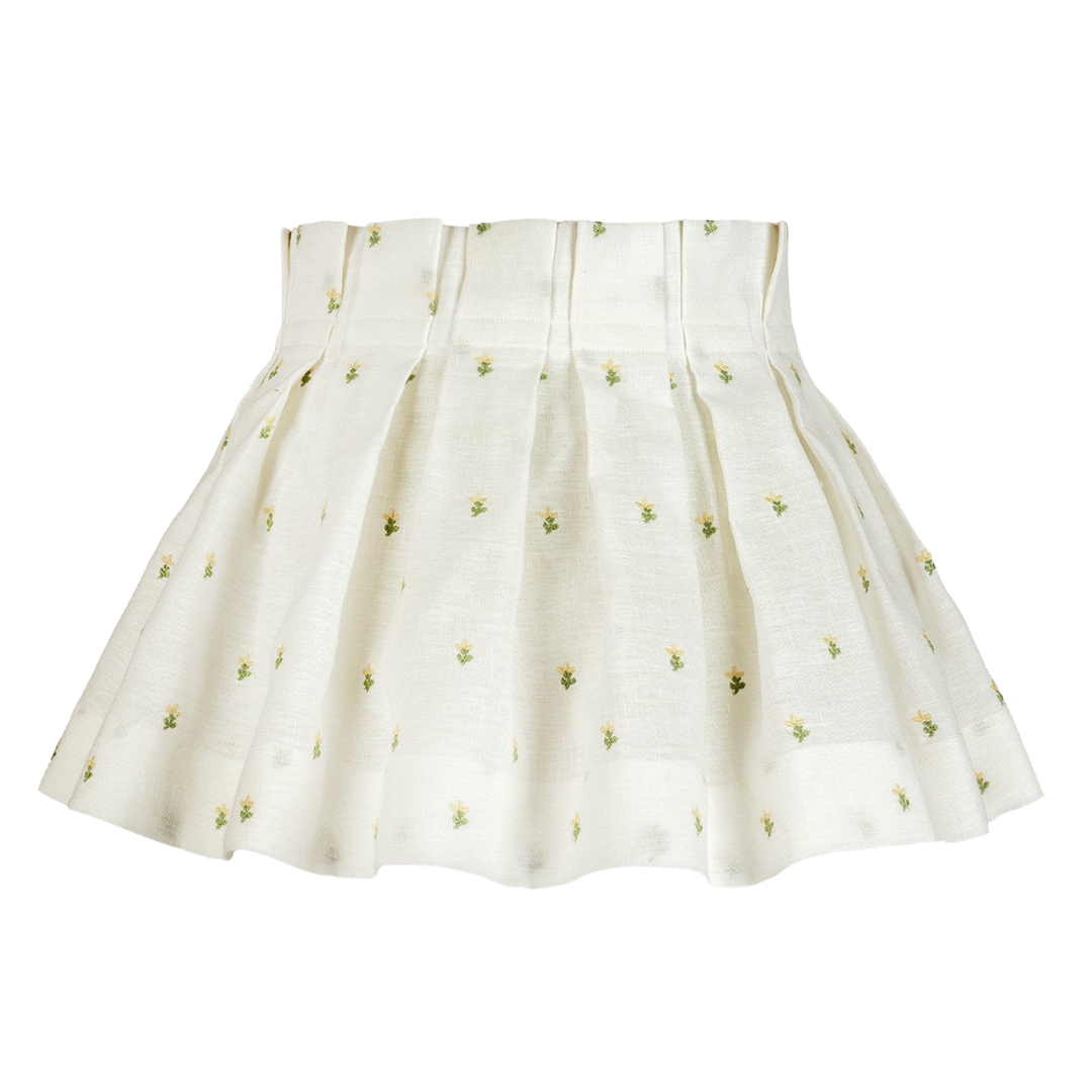 Embroidered Linen Box Pleat Lampshades