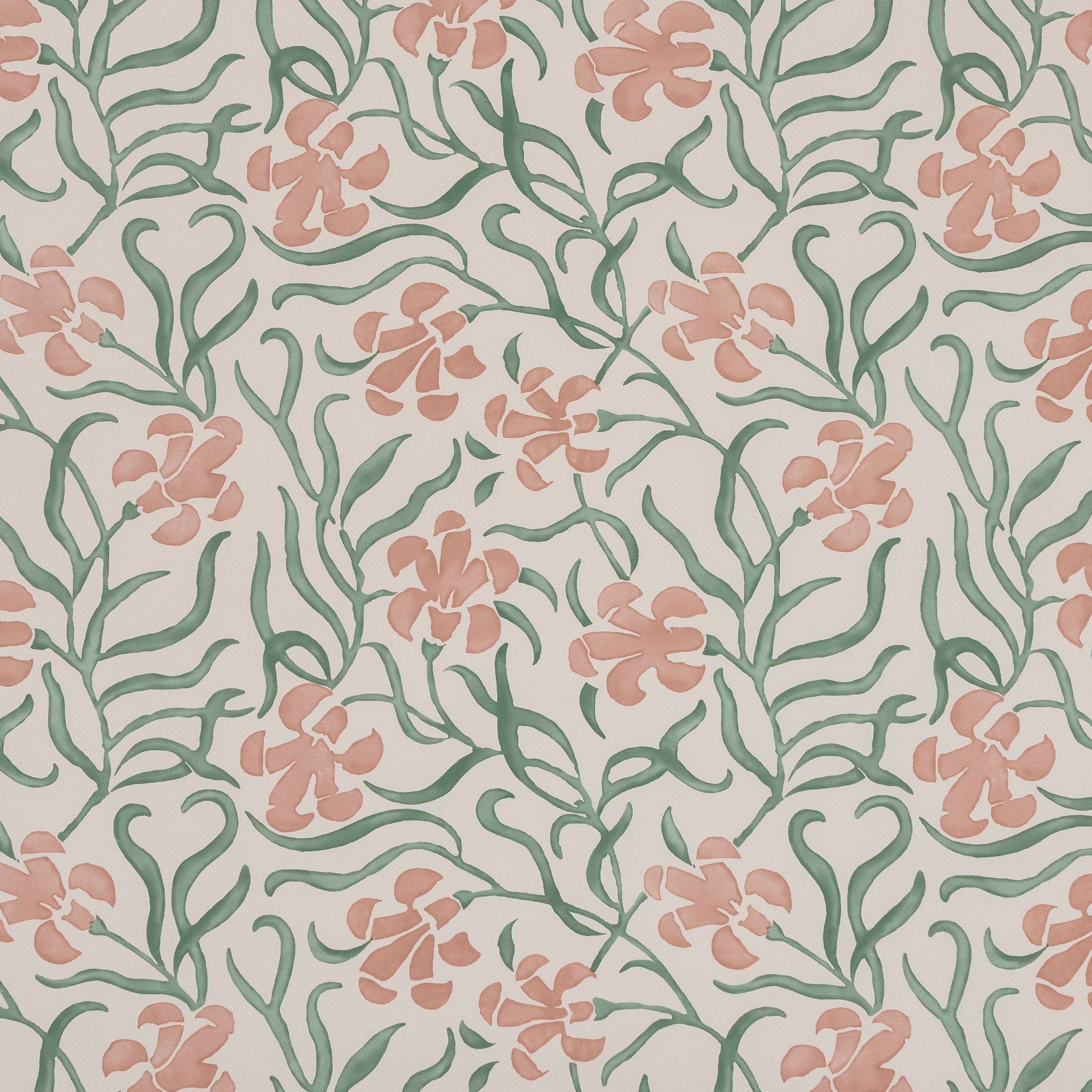 Okra Wallpaper - Terracotta / Eucalyptus - Alice Palmer & Co