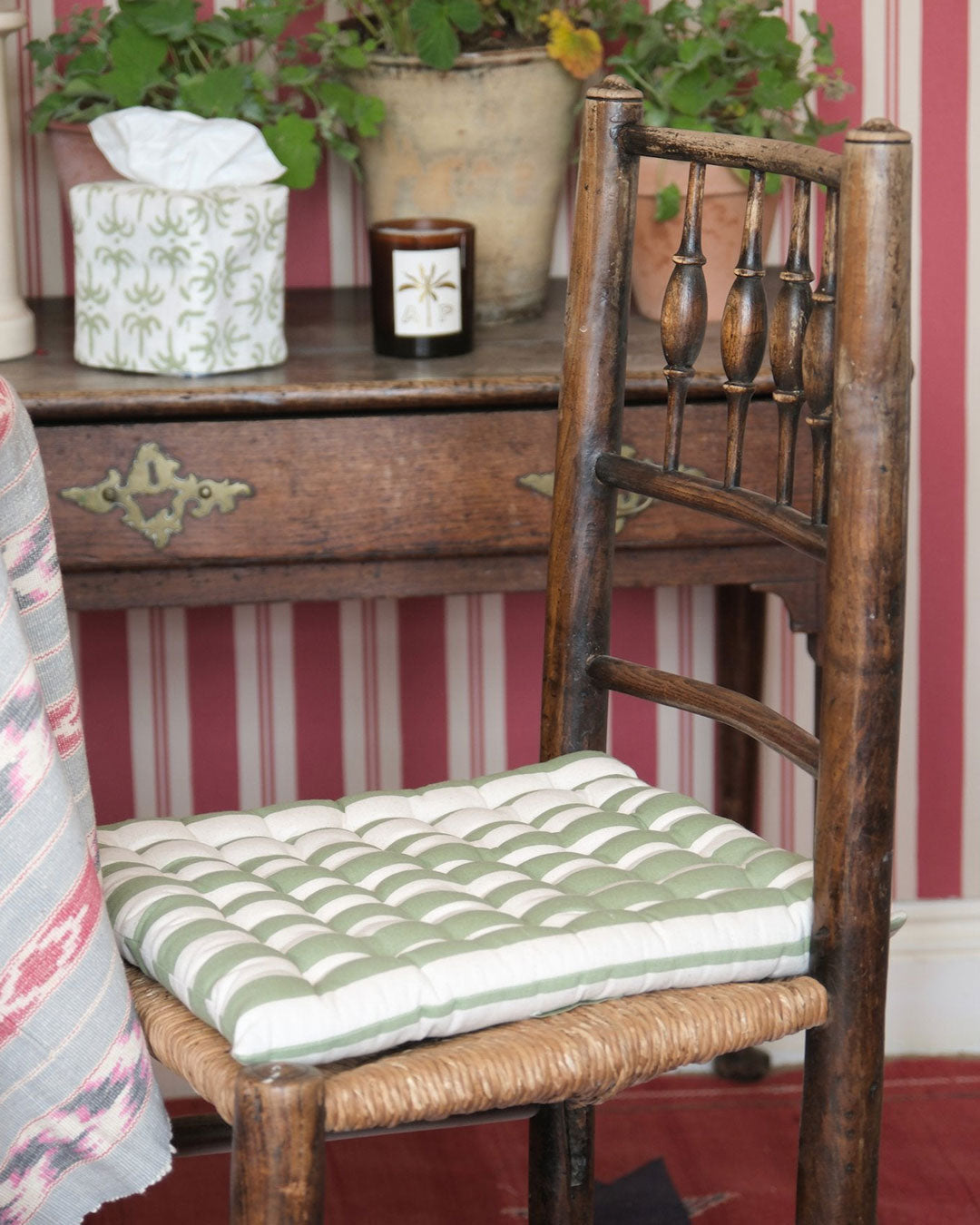 Tangier Olive Stripe Seat Pad