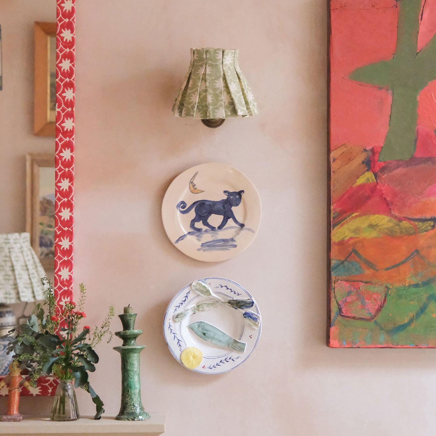 6 inch Olive Inverse Palm Grove Linen Structured Box Pleat Lampshade