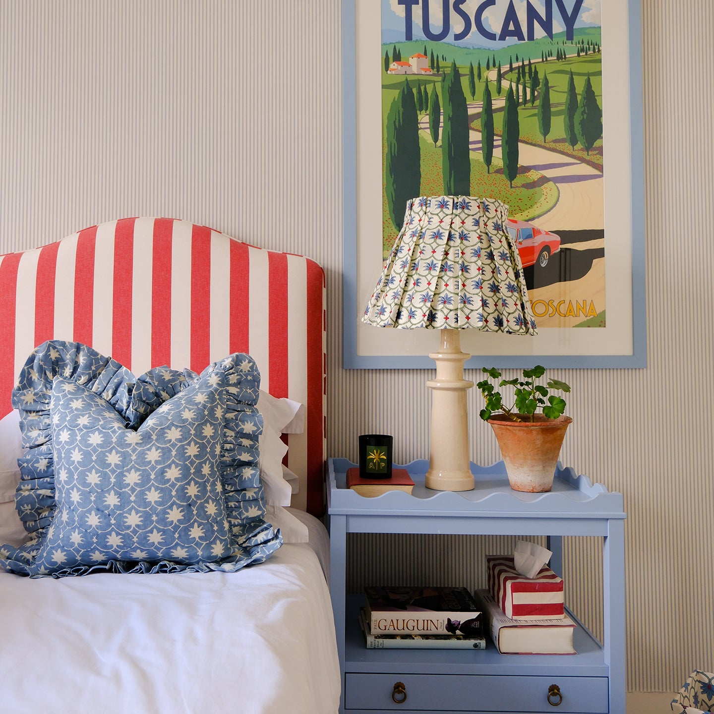 Peacock Palm Grove Linen Structured Box Pleat Lampshade