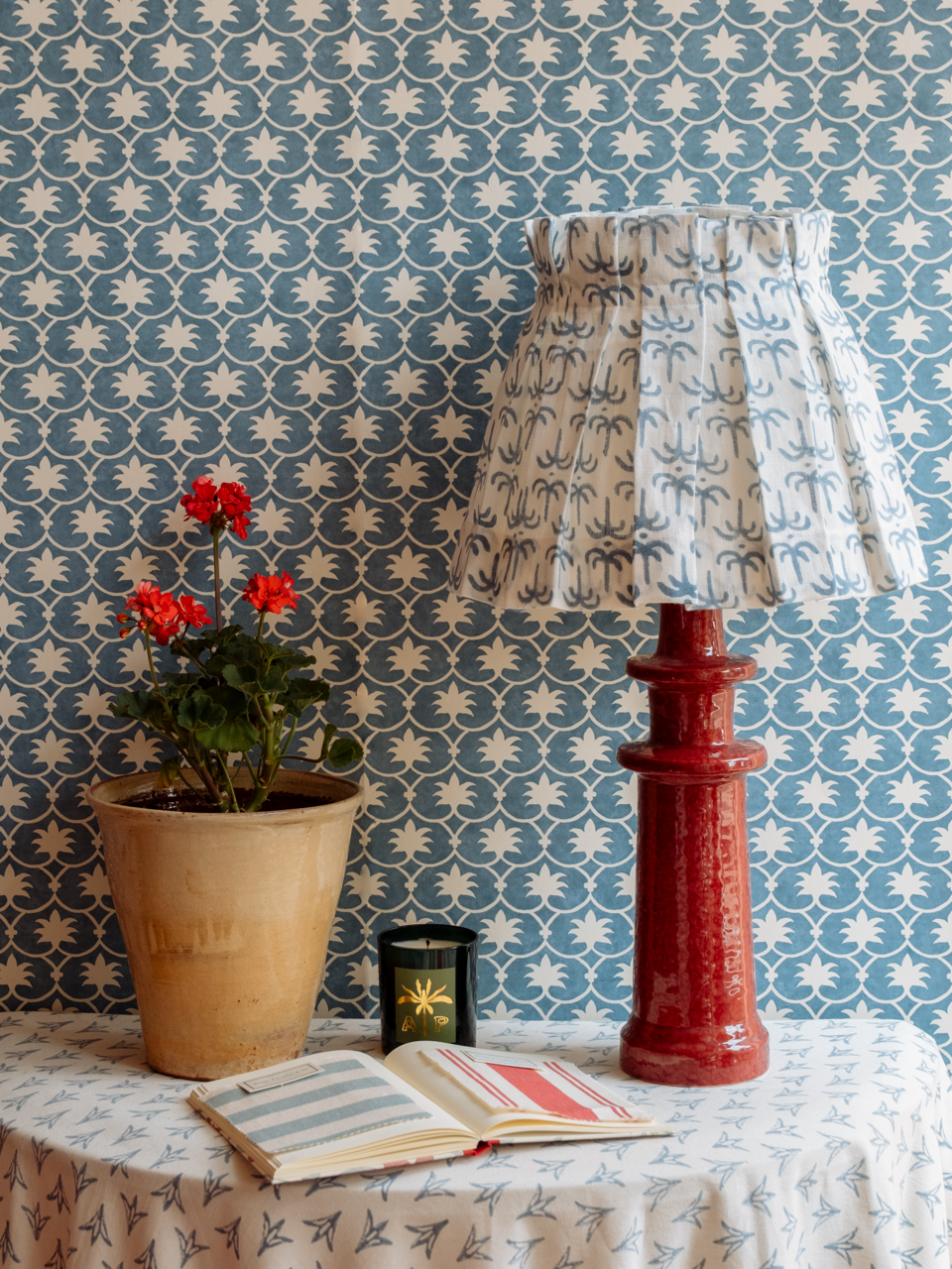 Carmine Red Candlestick Lamp Base