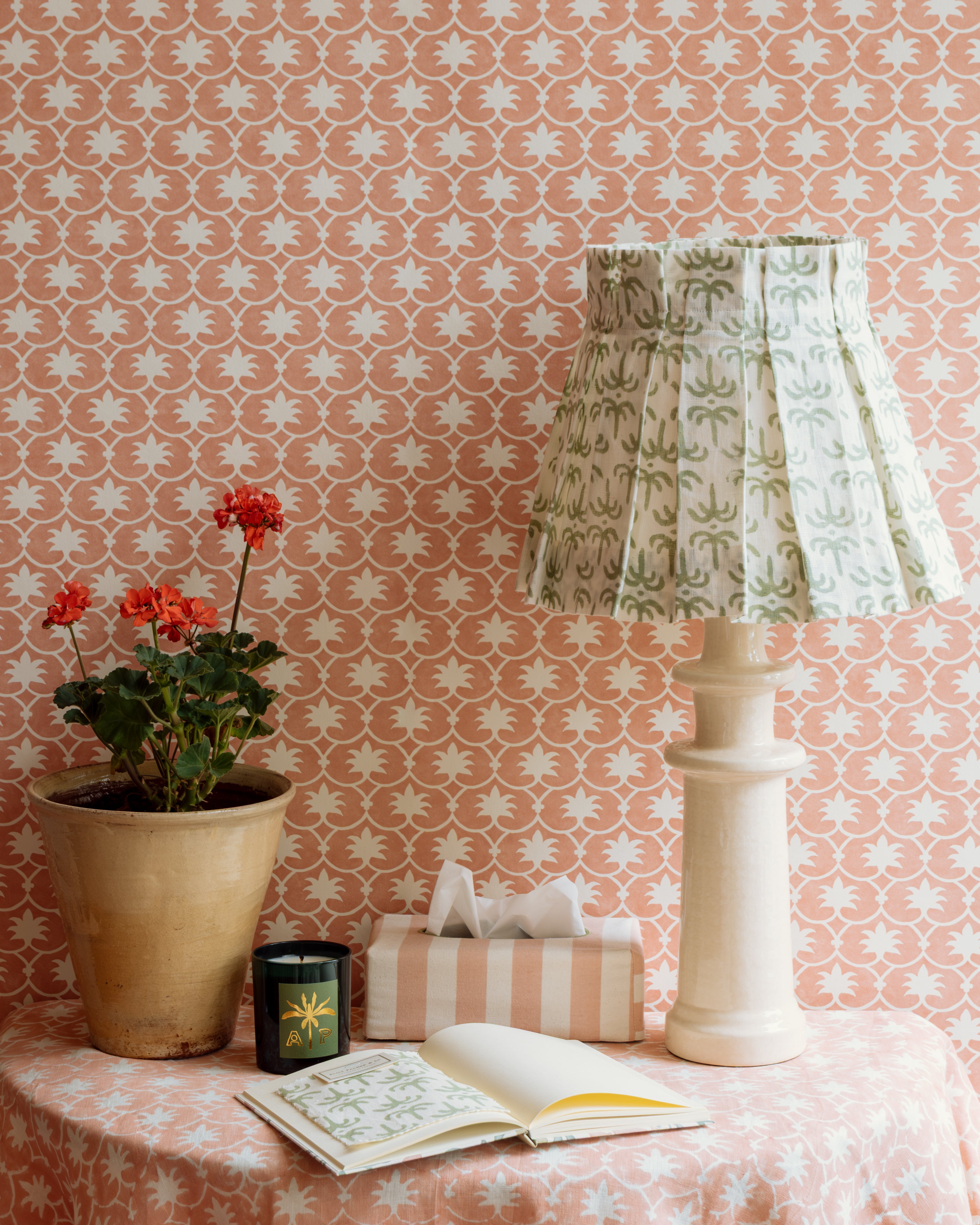 Palm Grove Wallpaper - Rhubarb Inverse