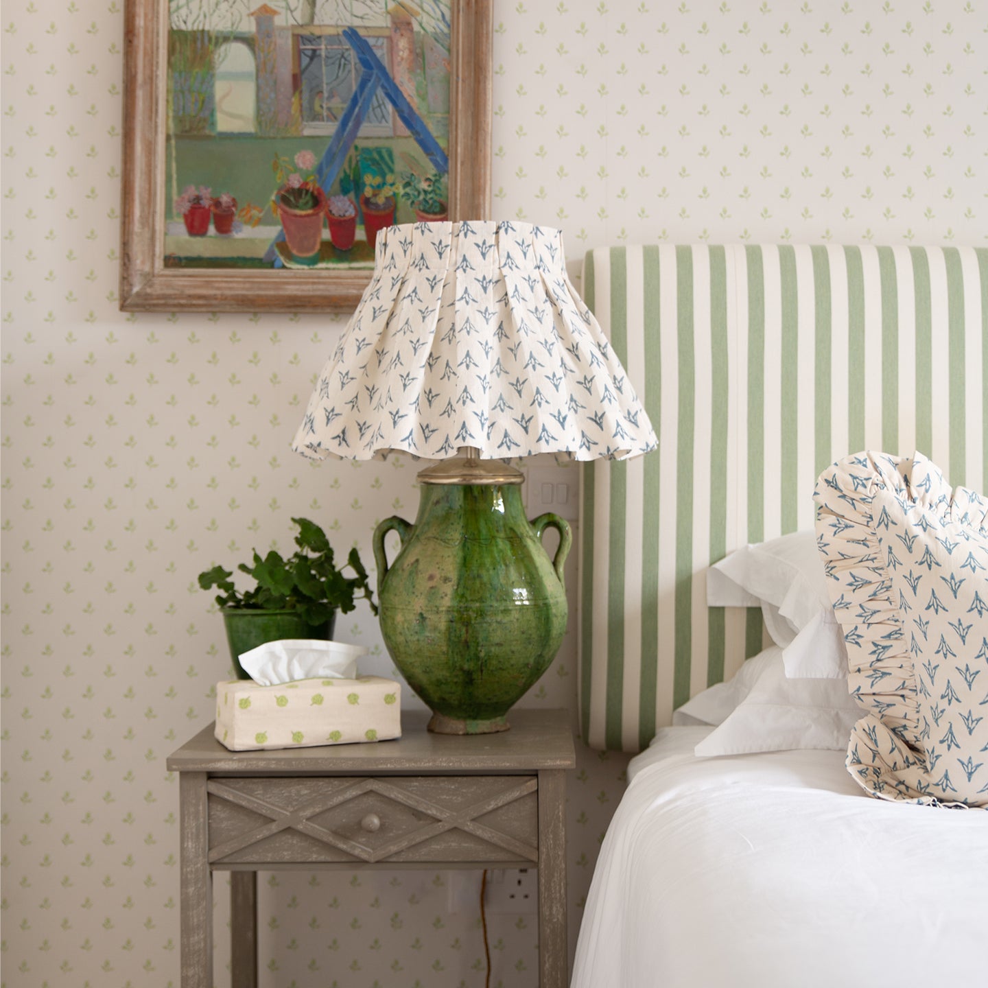 Petrol Papaya Linen Loose Box Pleat Lampshade