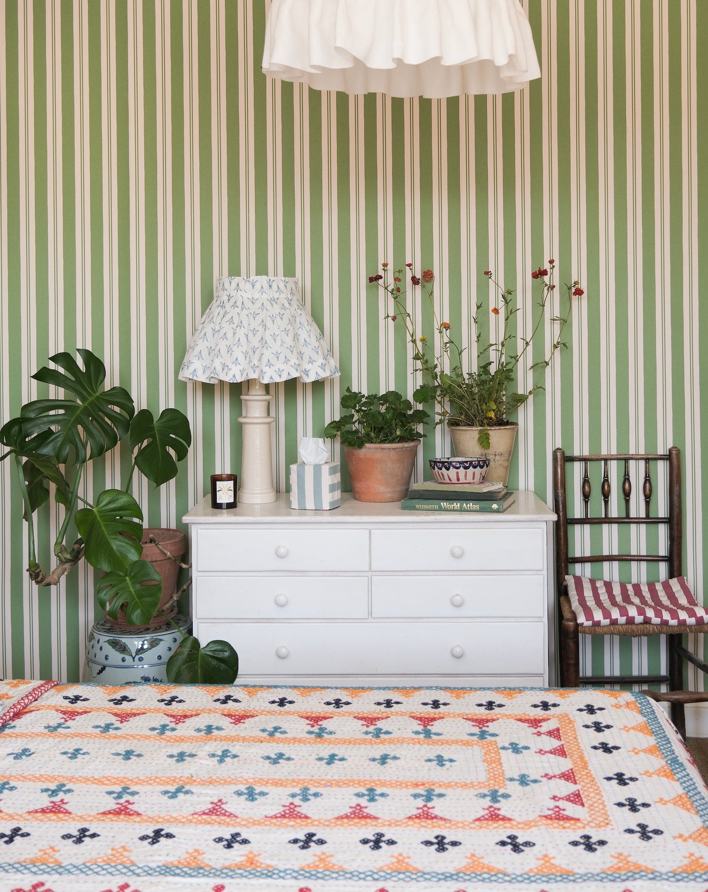 Petrol Papaya Linen Loose Box Pleat Lampshade - Alice Palmer & Co