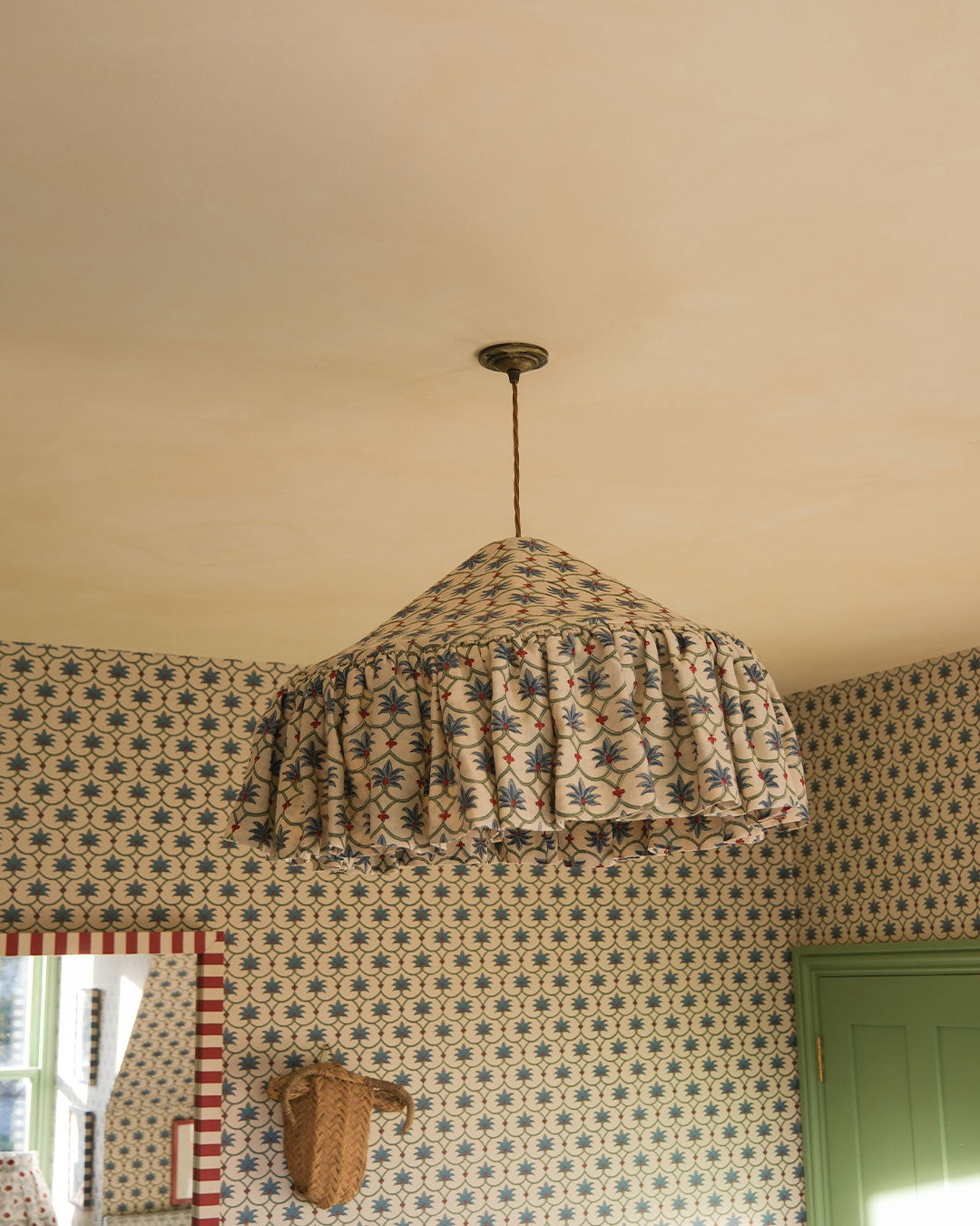 French Blue Palm Grove Linen Pantry Lampshade