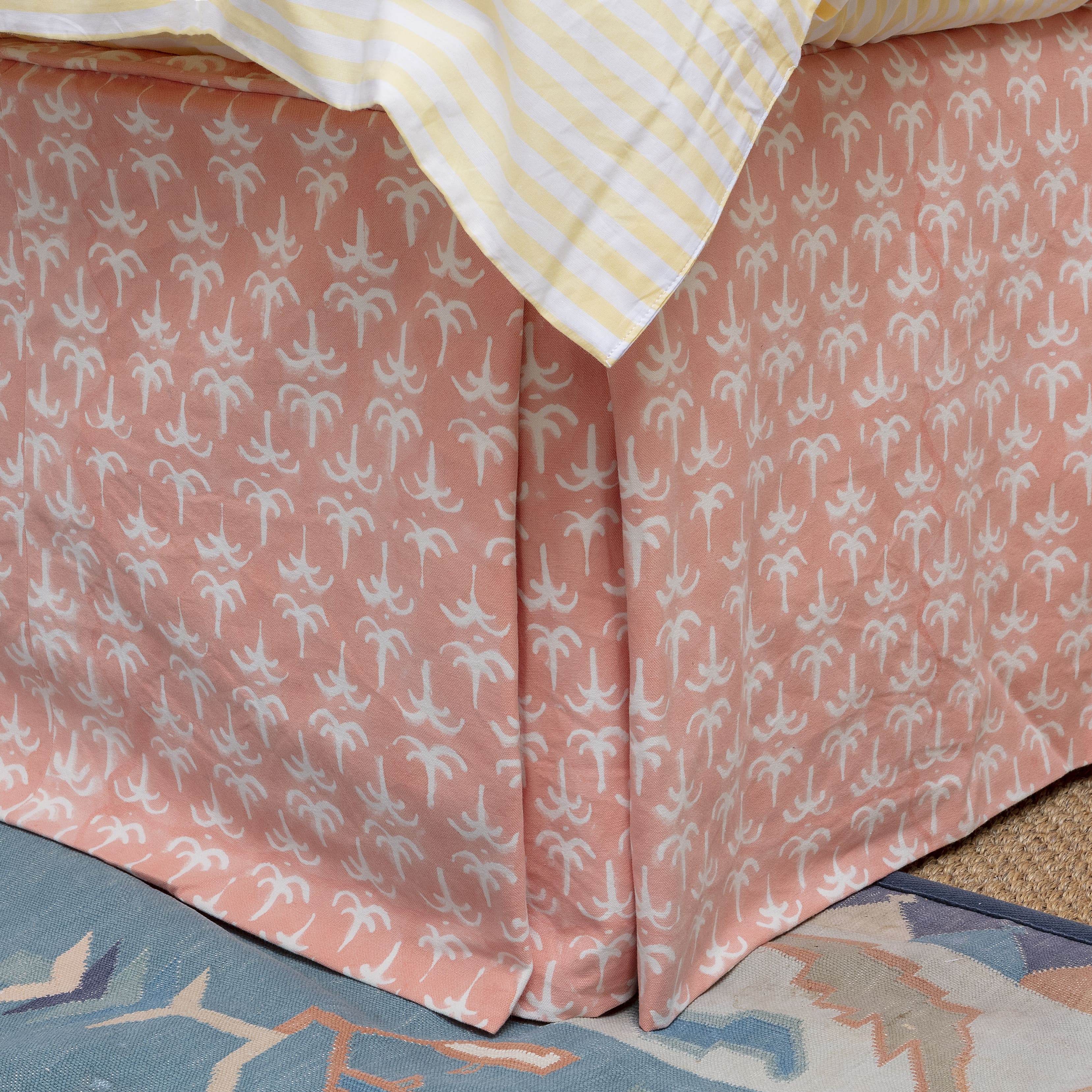 SALE - Pink Reverse Callaloo Single Piped Bed Valance