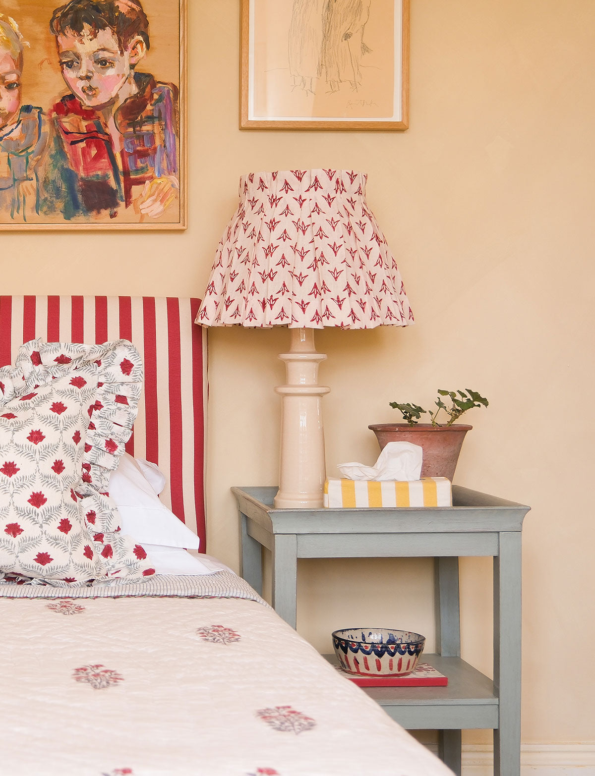 Papaya Linen Box Pleat Lampshades