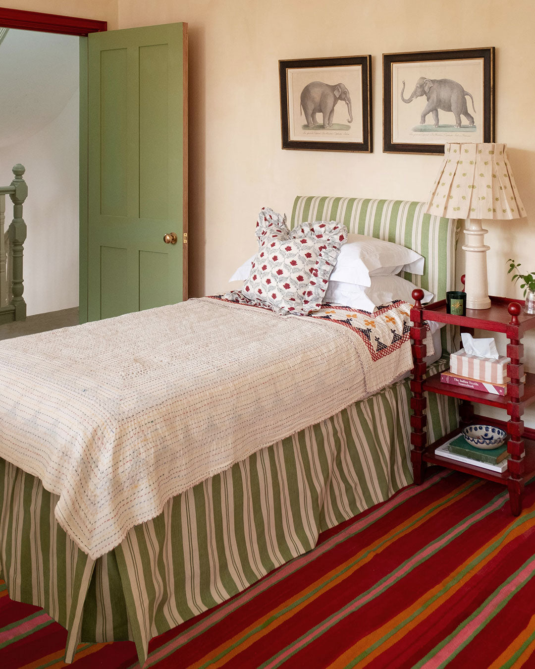 Raj Grasshopper Stripe Linen Fabric