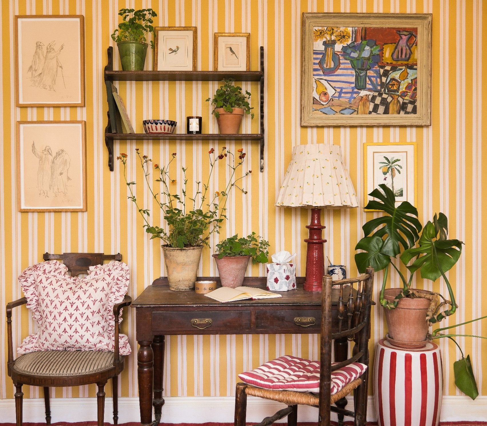Raj Mustard Stripe Wallpaper - Alice Palmer & Co