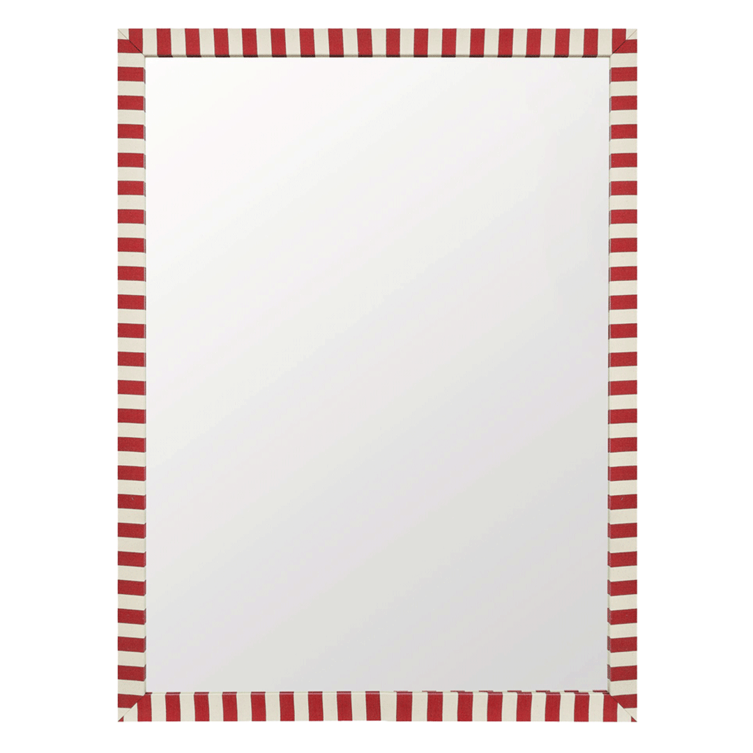 Tangier Red Stripe Fabric Mirror