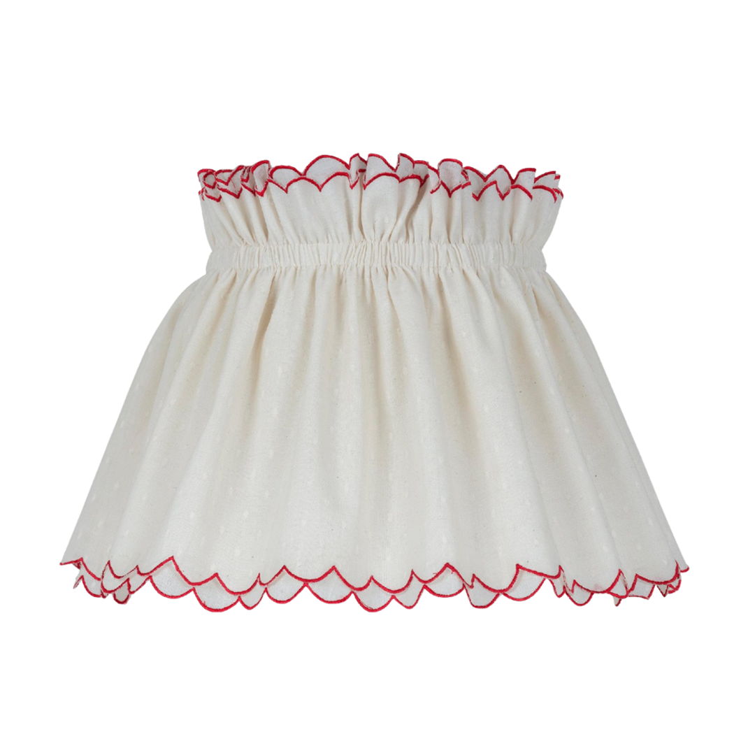 Red Scallop Cotton Scrunchie Lampshade