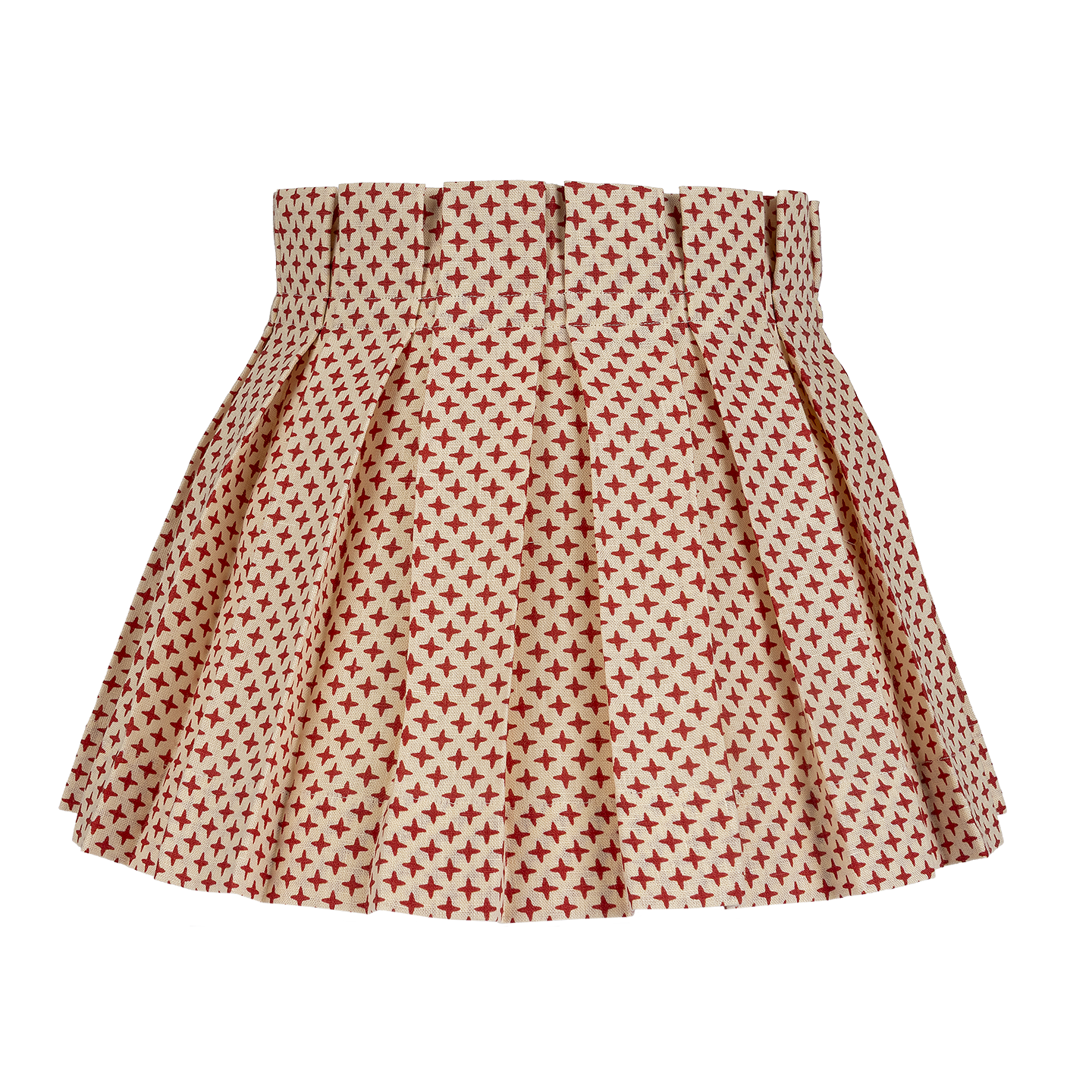 Fez Red Cross Linen Structured Box Pleat Lampshade