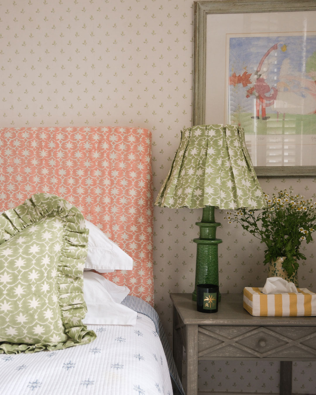 Rhubarb Inverse Palm Grove Linen Fabric