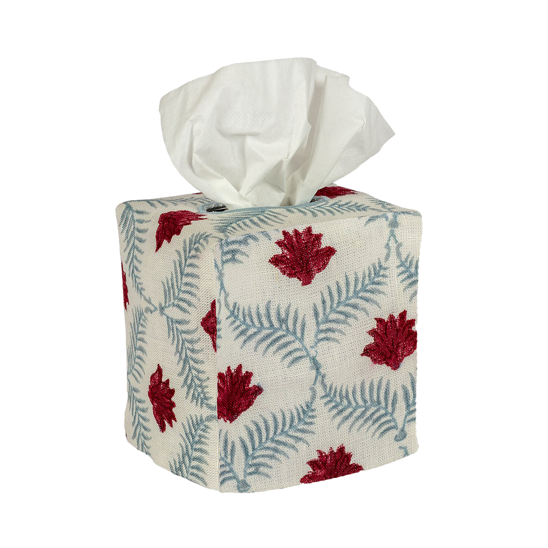 Square Lotus Linen Tissue Box Cover
