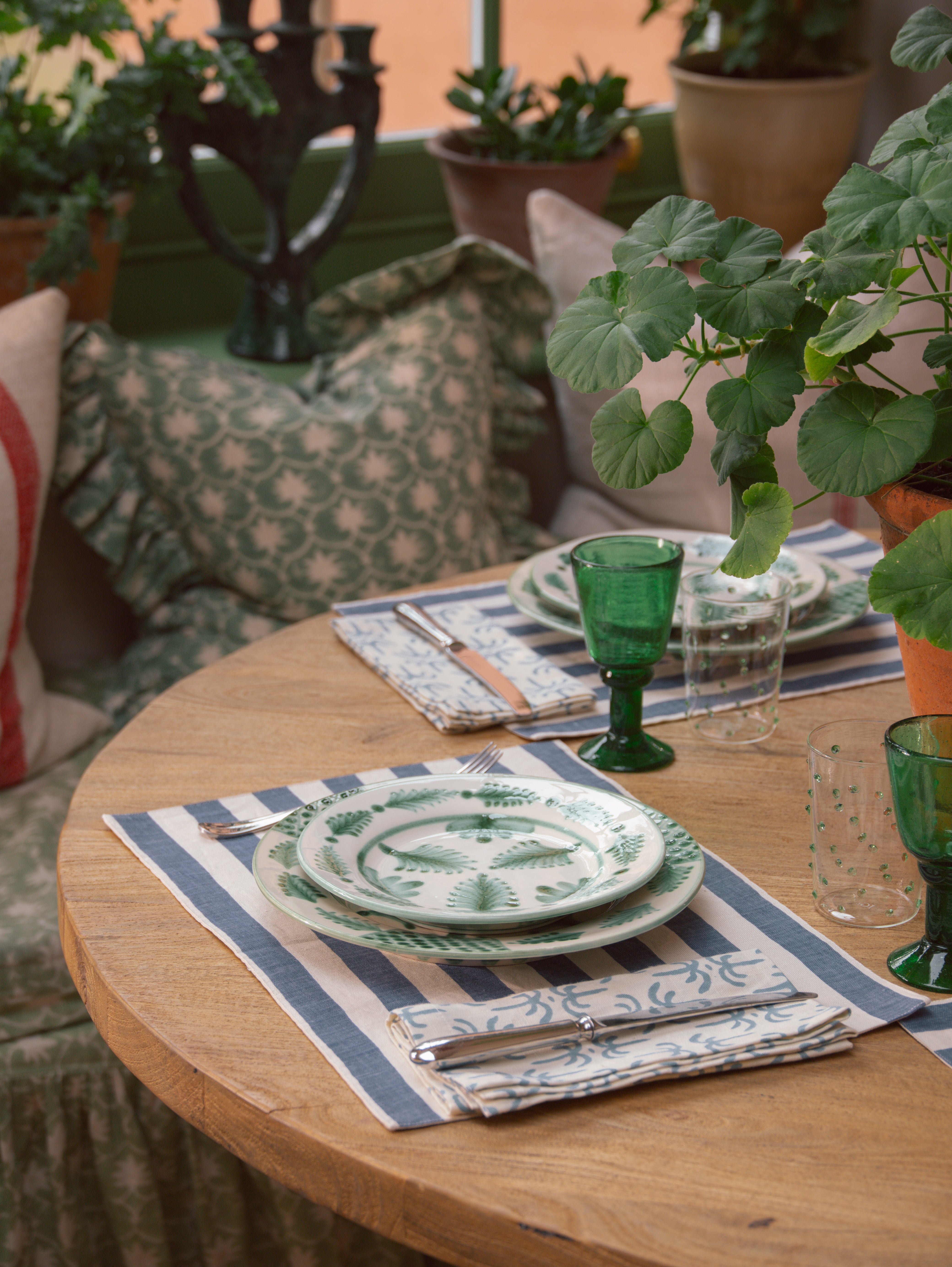 Tangier Denim Stripe Linen Placemat - Set of Two