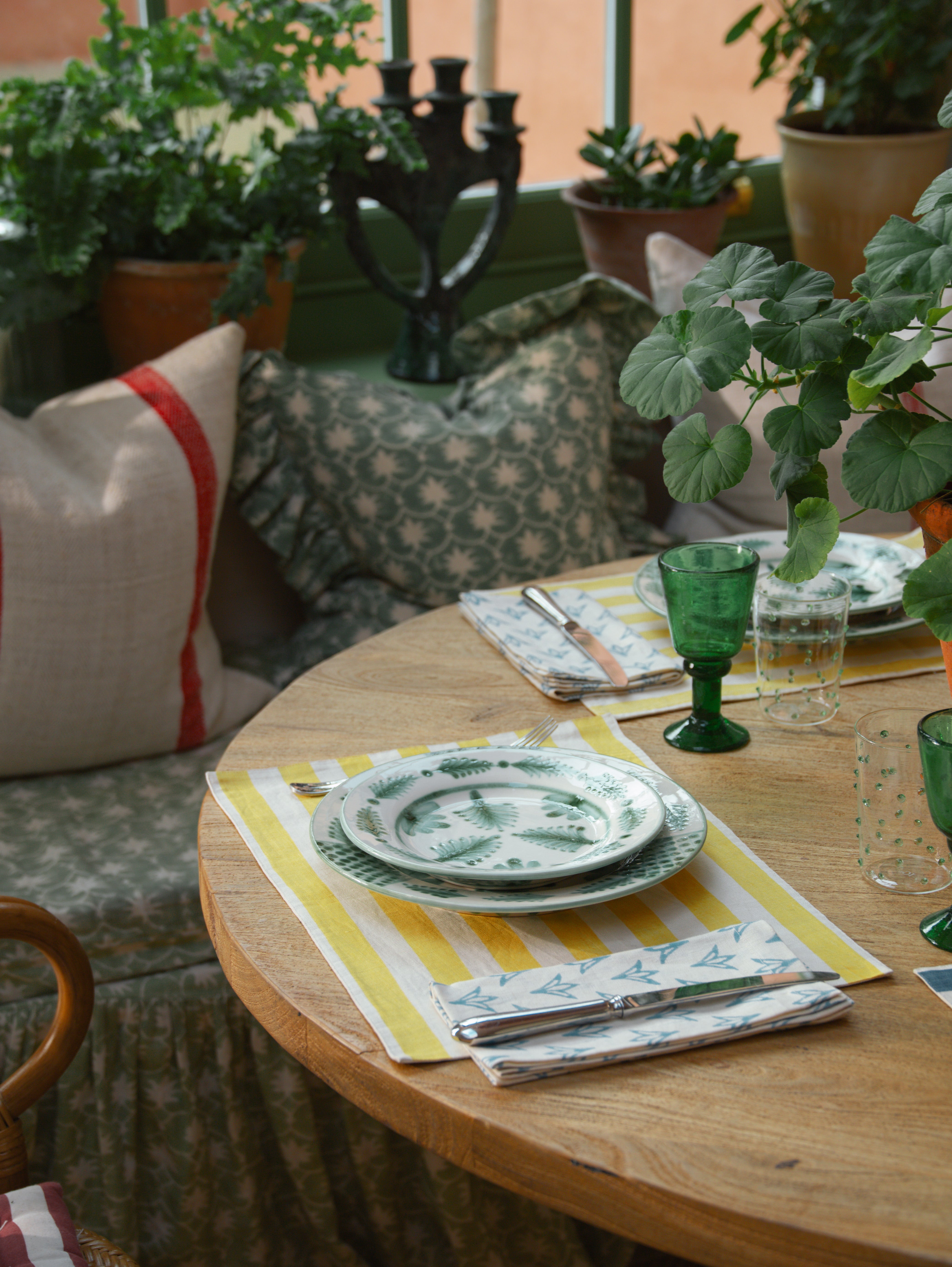 Tangier Mustard Stripe Linen Placemat - Set of Two