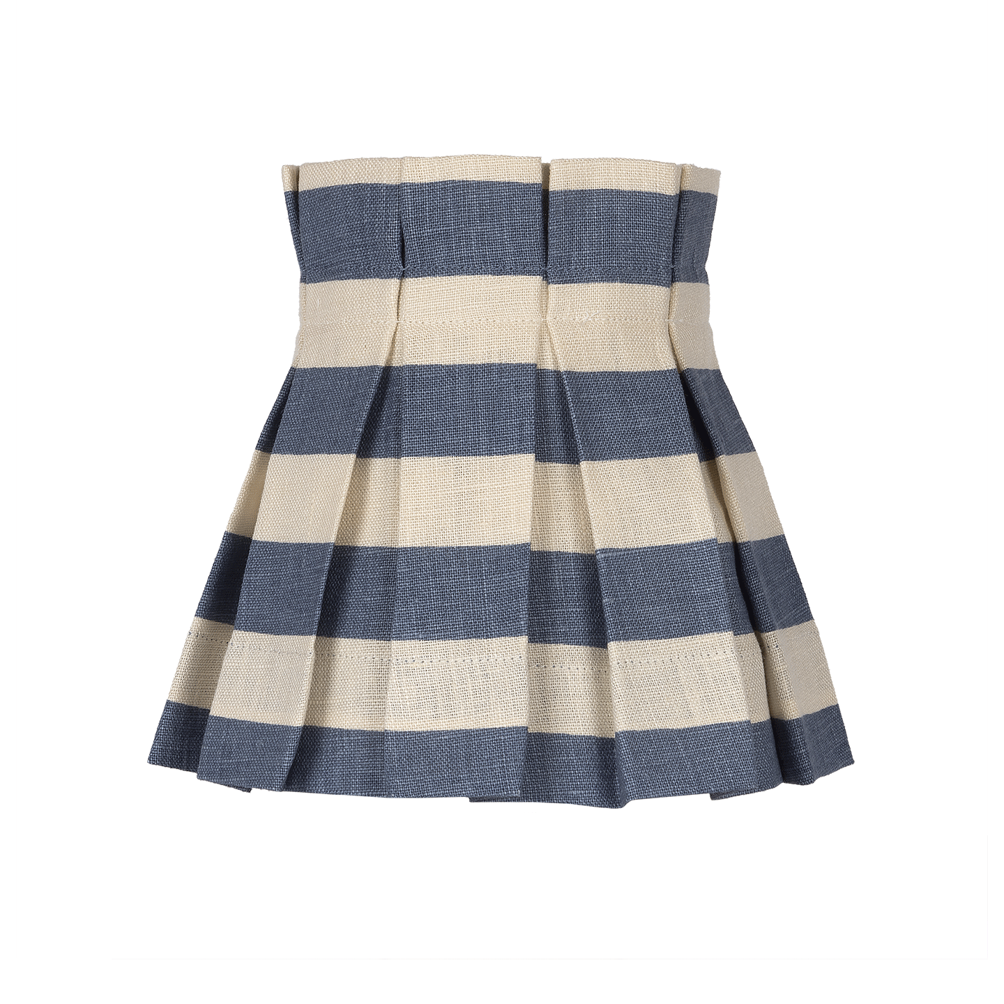 6 inch Tangier Denim Stripe Linen Structured Box Pleat Lampshade