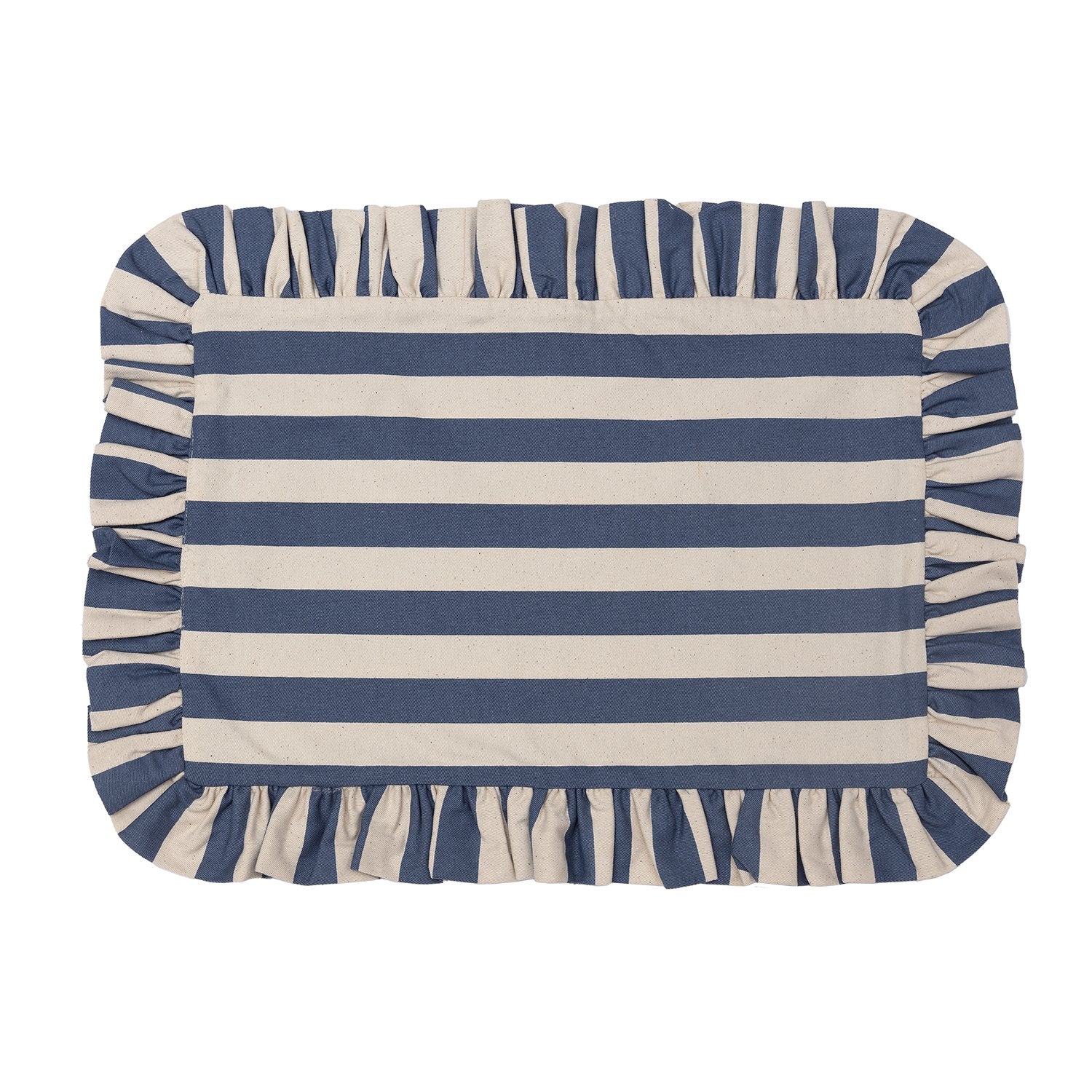Tangier Denim Stripe Frilly Placemat - Set of Two - Alice Palmer & Co