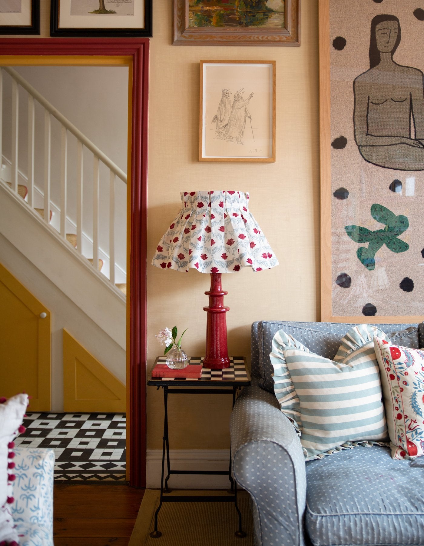 Tangier Iceberg Stripe Frilly Cushion - Alice Palmer & Co