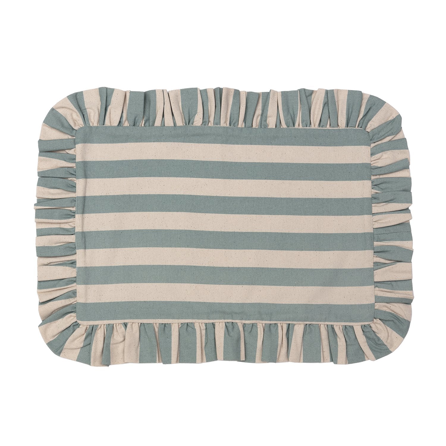 Tangier Iceberg Stripe Frilly Placemat - Set of Two - Alice Palmer & Co