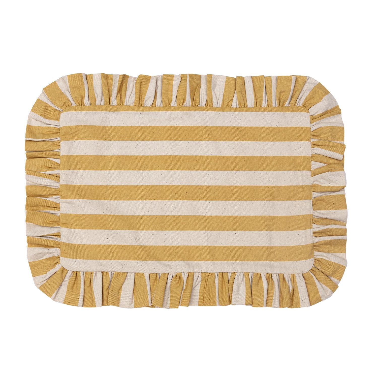 Tangier Mustard Stripe Frilly Placemat - Set of Two - Alice Palmer & Co