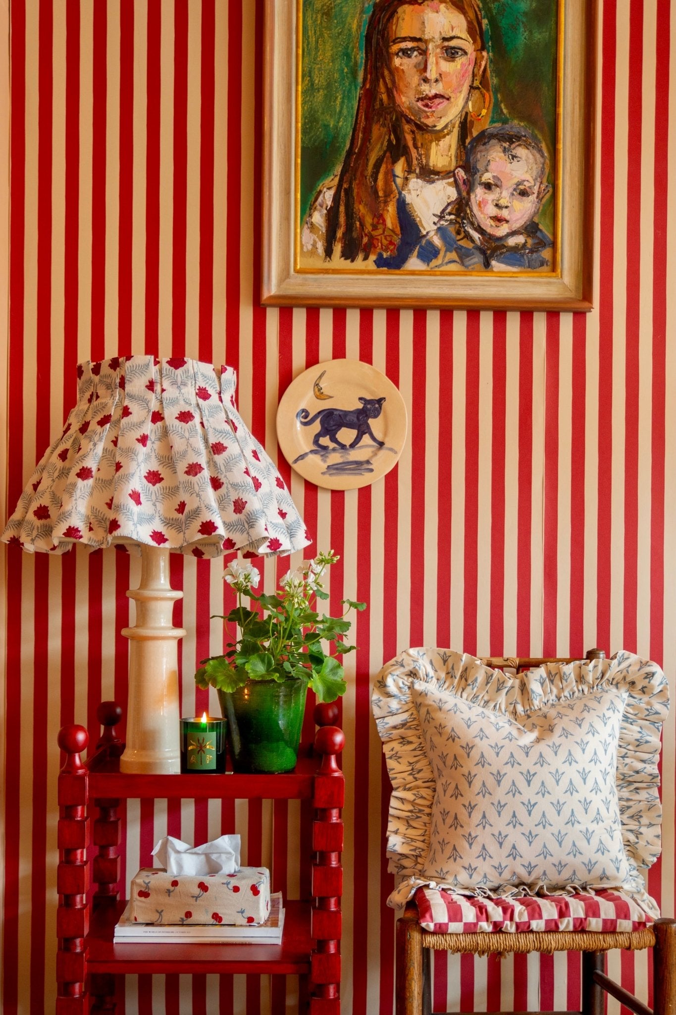 Tangier Red Stripe Wallpaper - Alice Palmer & Co