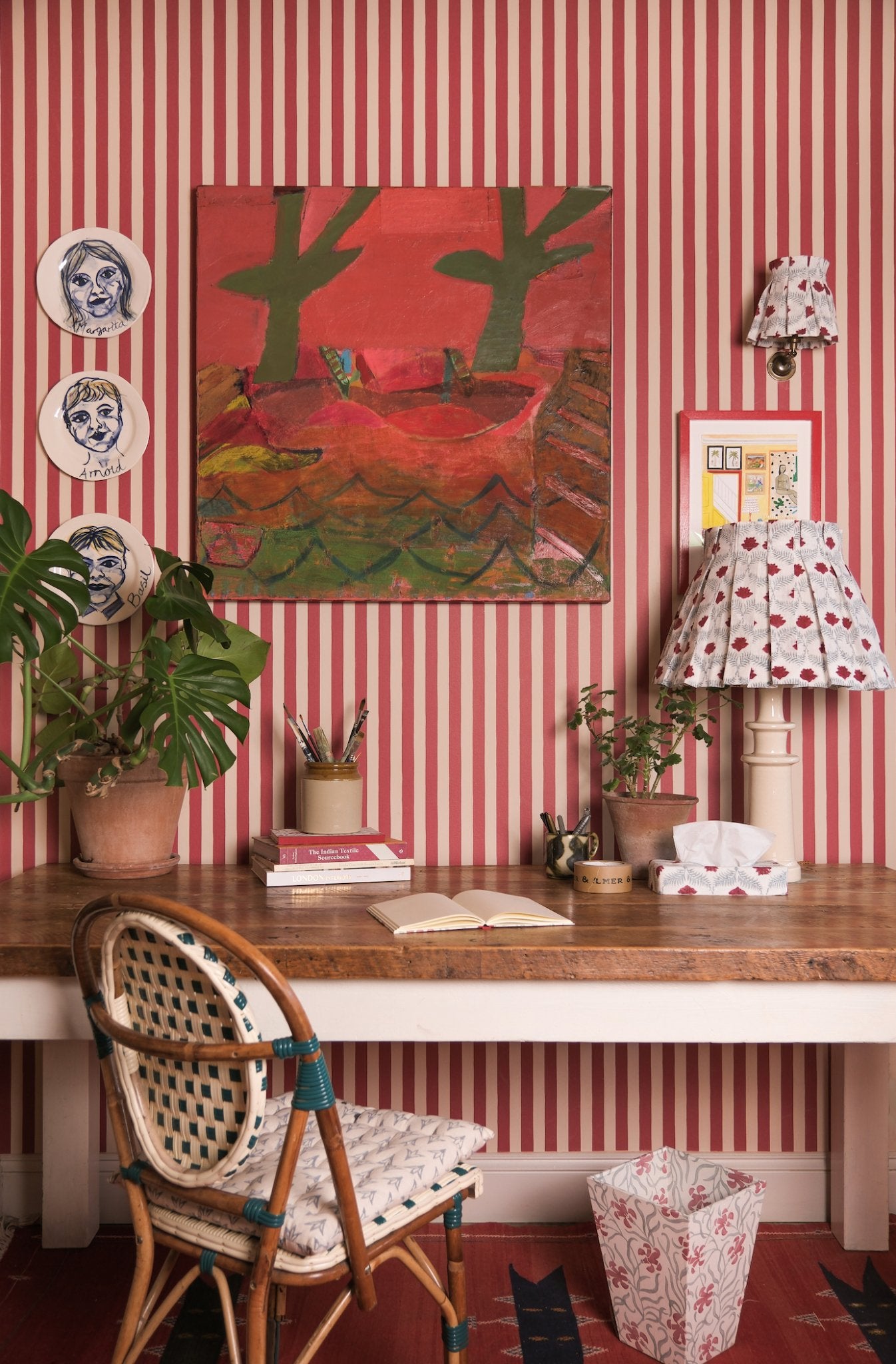 Tangier Red Stripe Wallpaper - Alice Palmer & Co