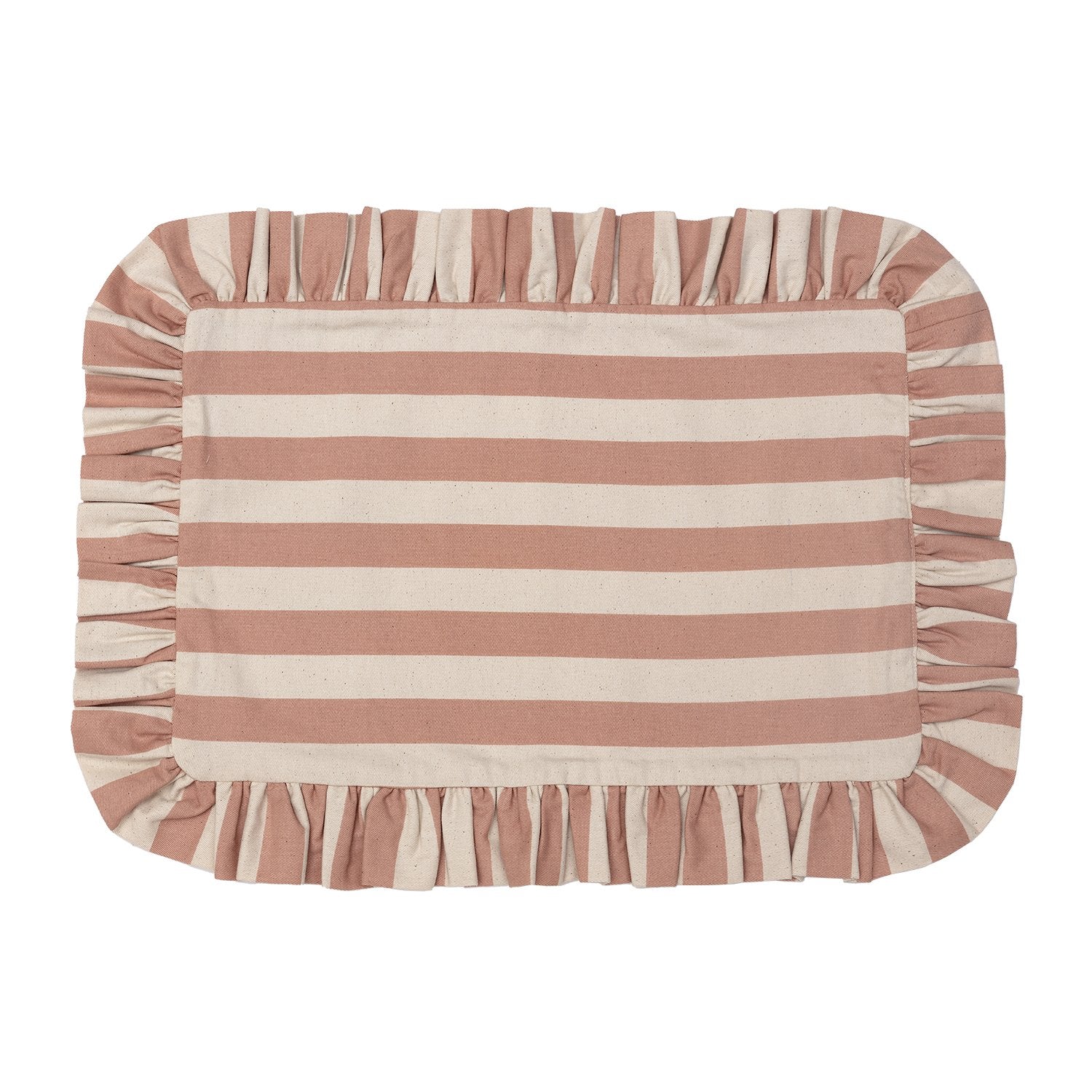 Tangier Rhubarb Stripe Frilly Placemat - Set of Two - Alice Palmer & Co