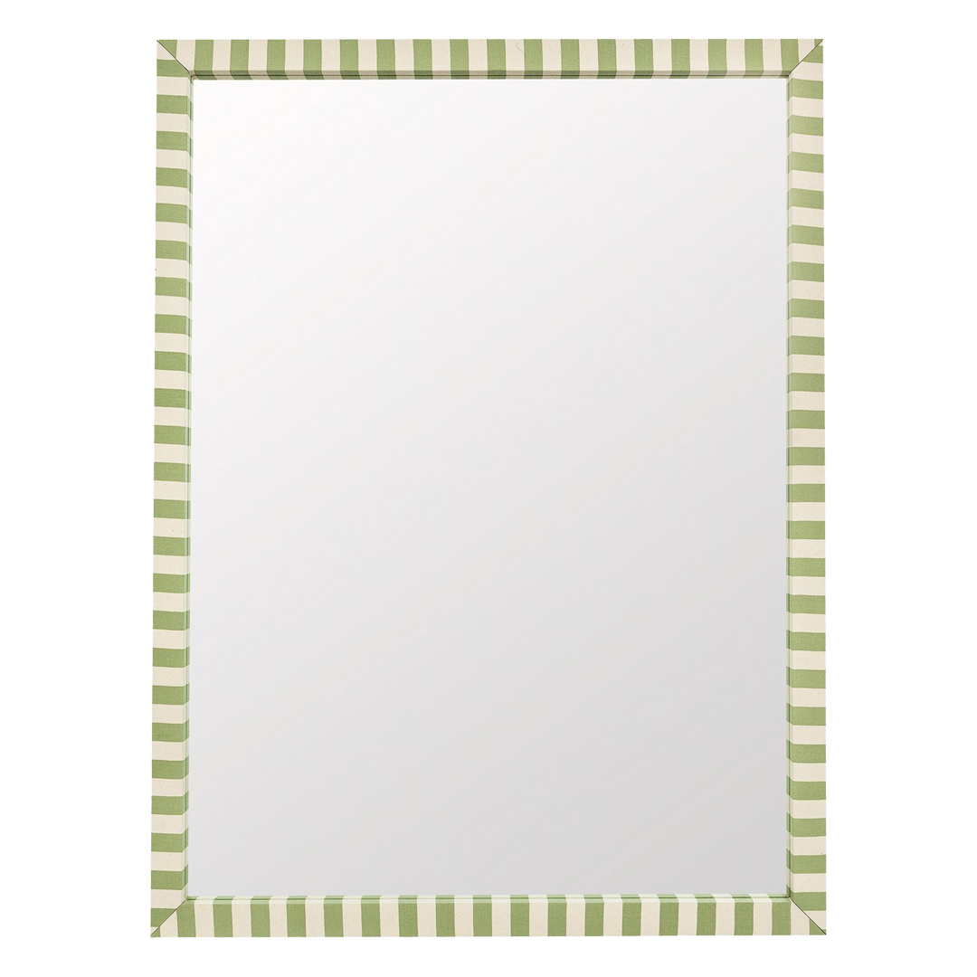 Tangier Olive Stripe Fabric Mirror