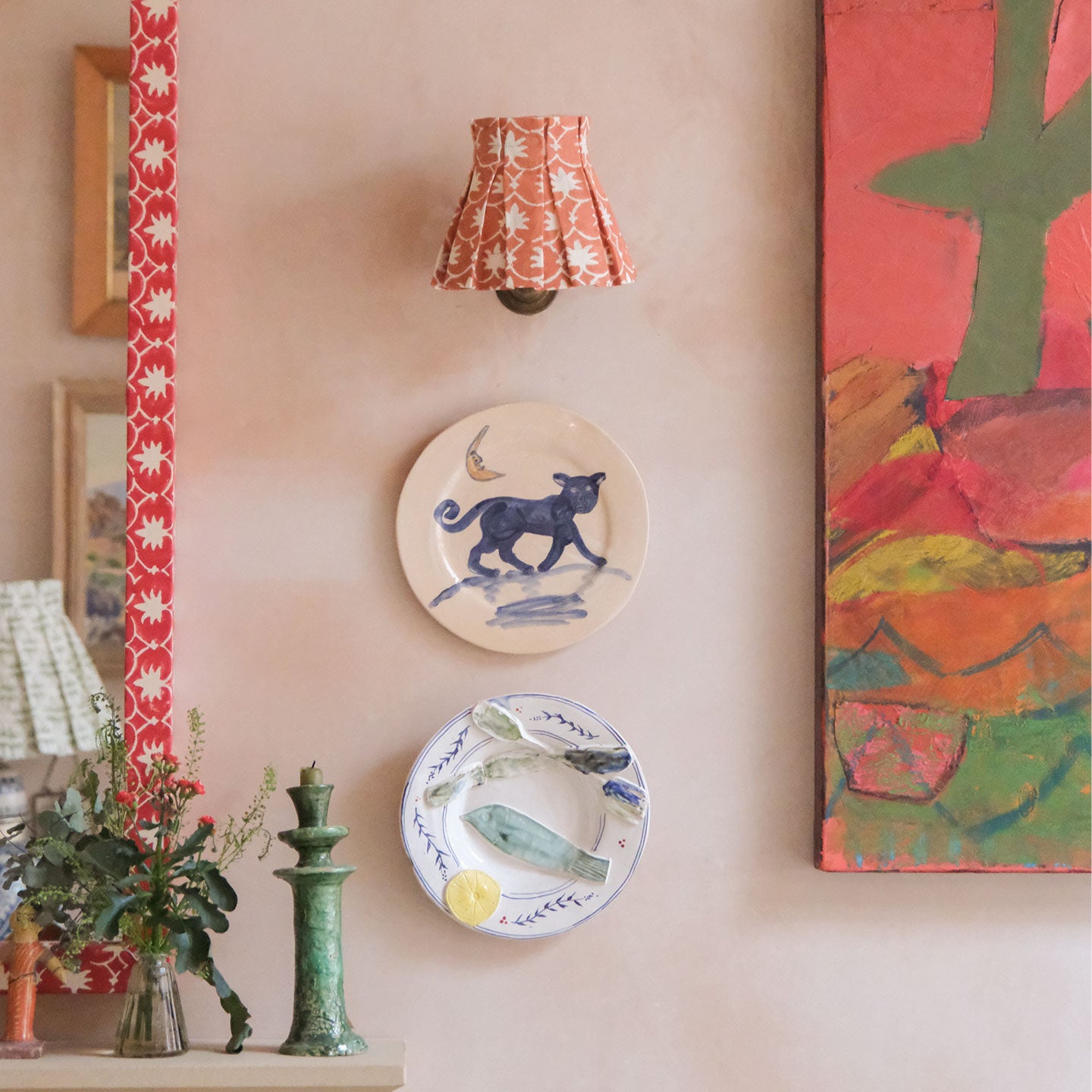 6 inch Terracotta Inverse Palm Grove Linen Structured Box Pleat Lampshade