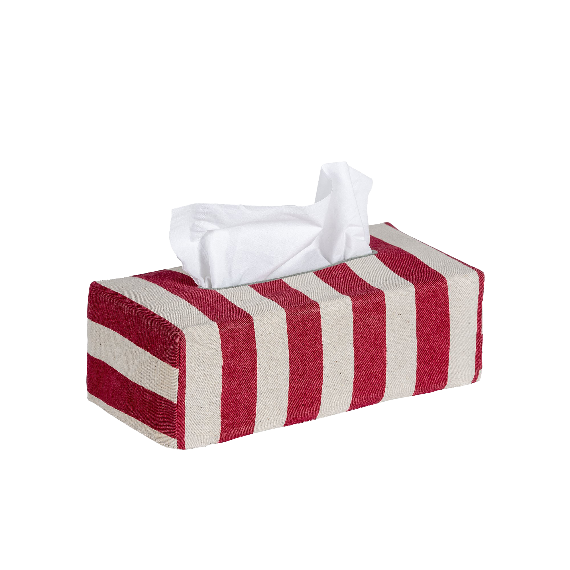 The OG Tangier Stripe Cotton Tissue Box Cover - Red