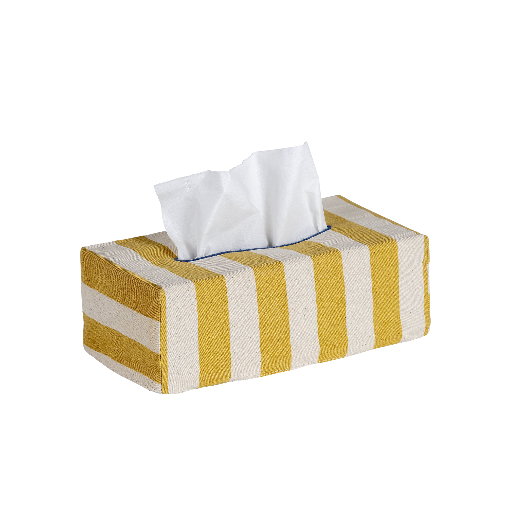 The OG Tangier Stripe Cotton Tissue Box Cover - Mustard
