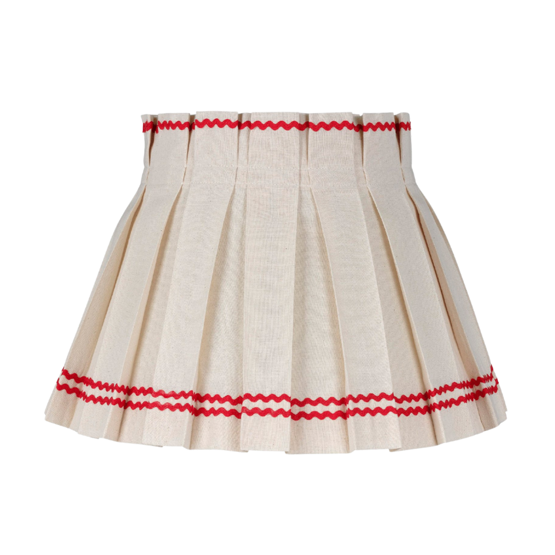 Triple Red Ric Rac Cotton Box Pleat Lampshade