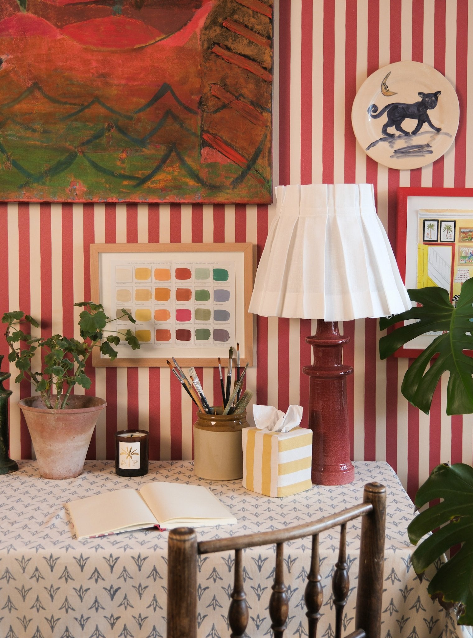 White Linen Structured Box Pleat Lampshade - Alice Palmer & Co