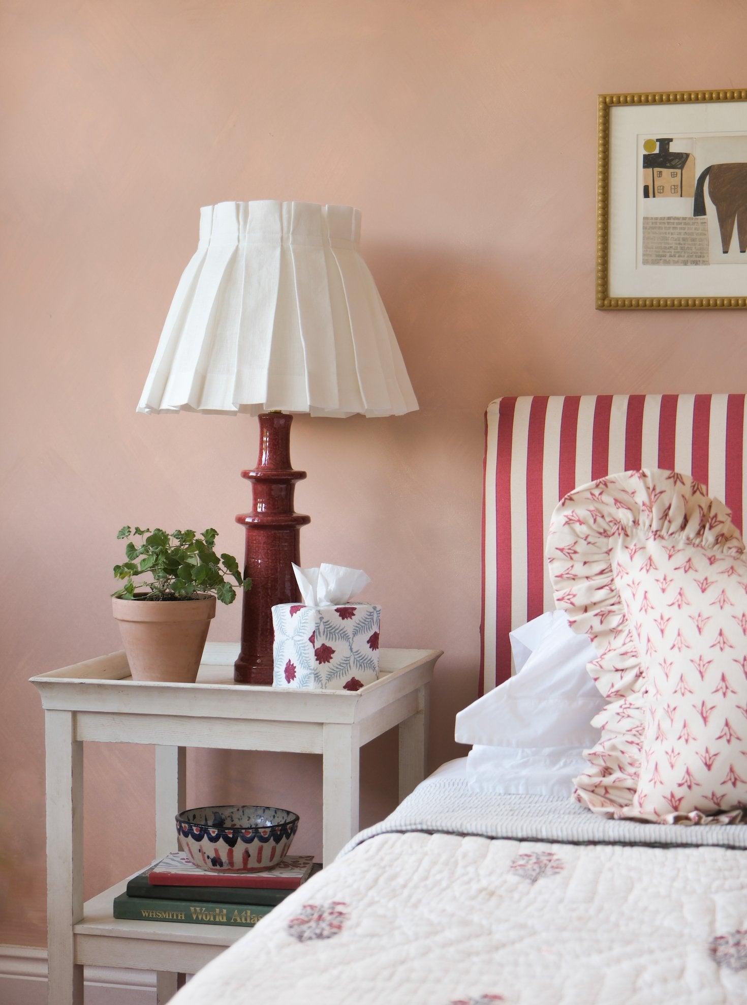 White Linen Structured Box Pleat Lampshade - Alice Palmer & Co