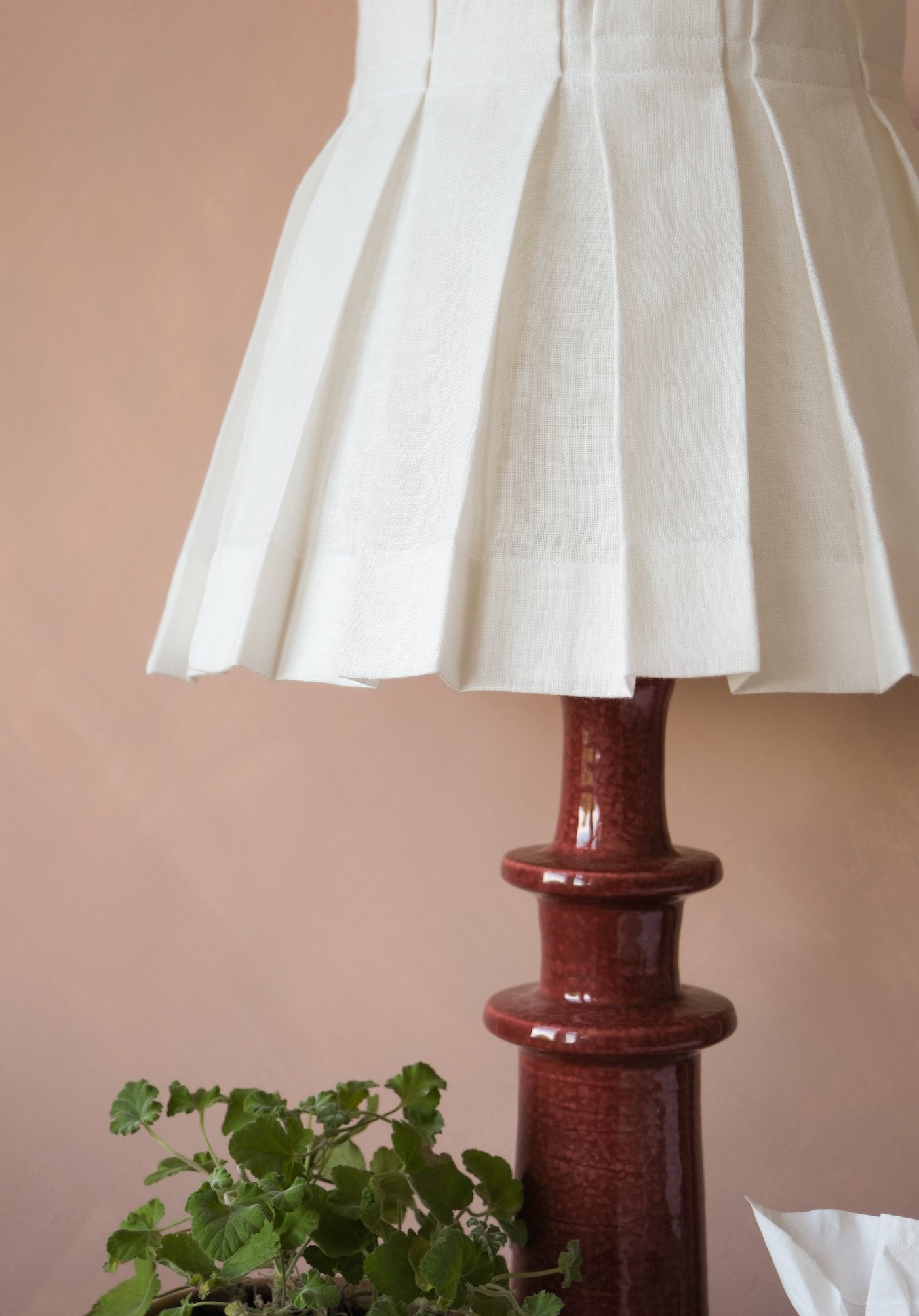 White Linen Structured Box Pleat Lampshade - Alice Palmer & Co