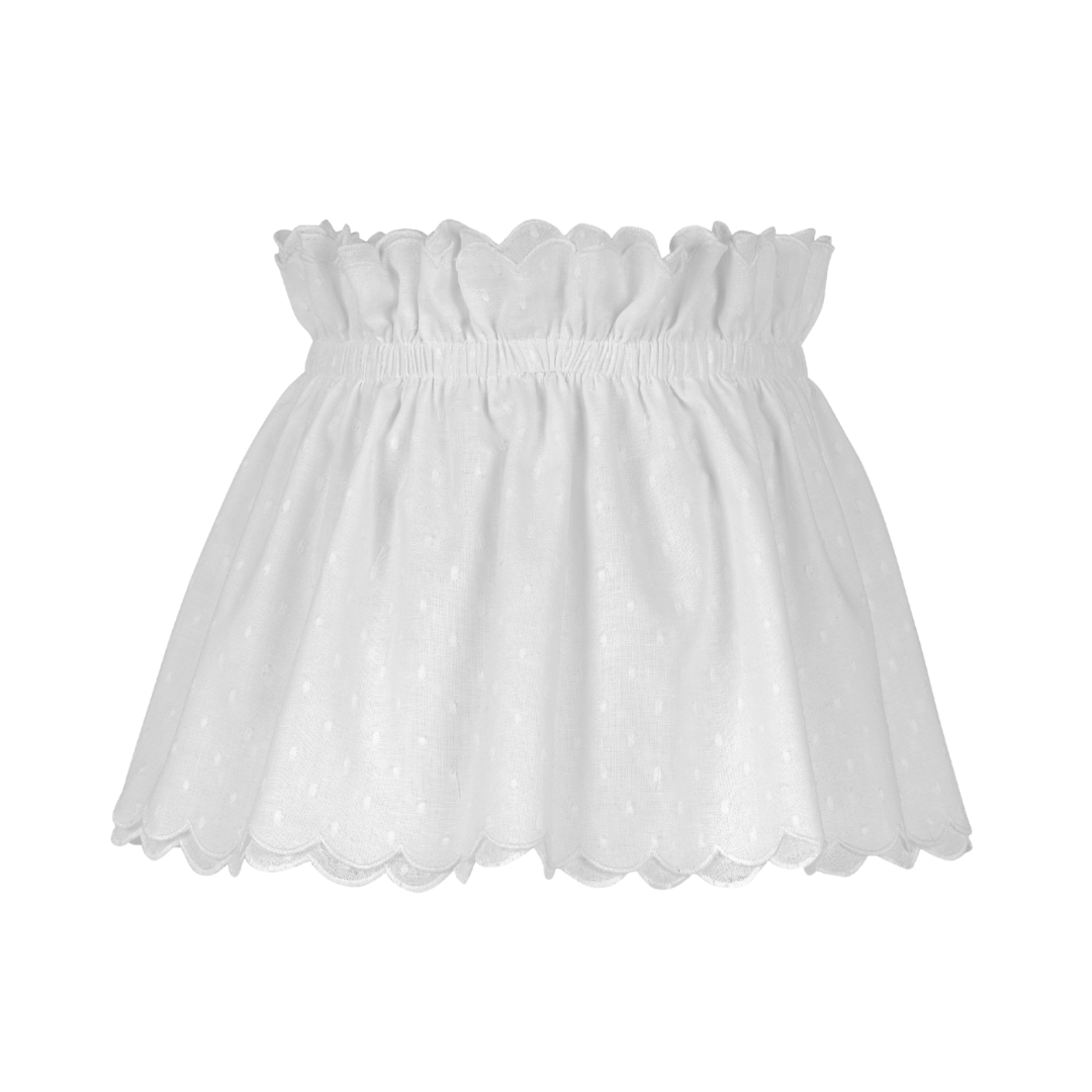 White Scallop Cotton Scrunchie Lampshade