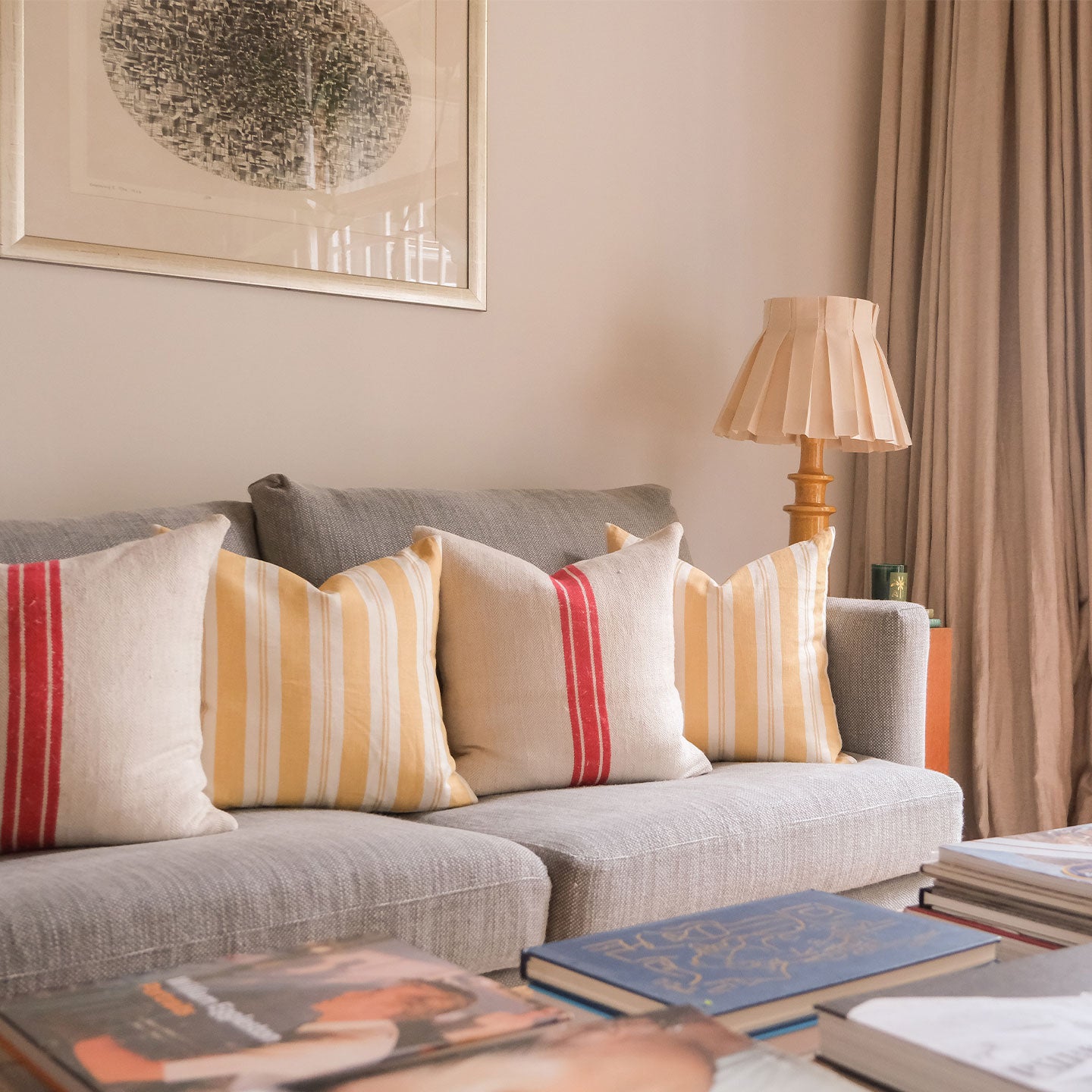 Raj Mustard Stripe Linen Cushion