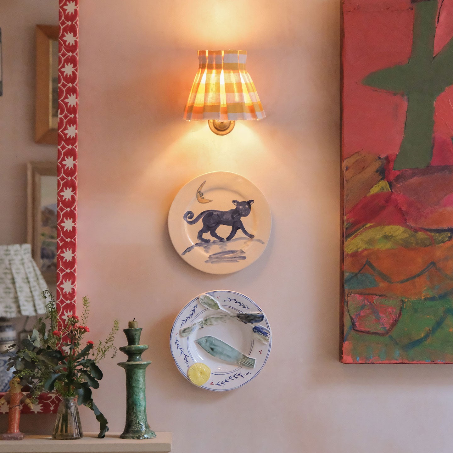 6 inch Tangier Mustard Stripe Linen Structured Box Pleat Lampshade