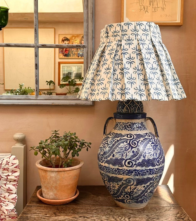Blue Painted Swirl Moroccan Lamp Base